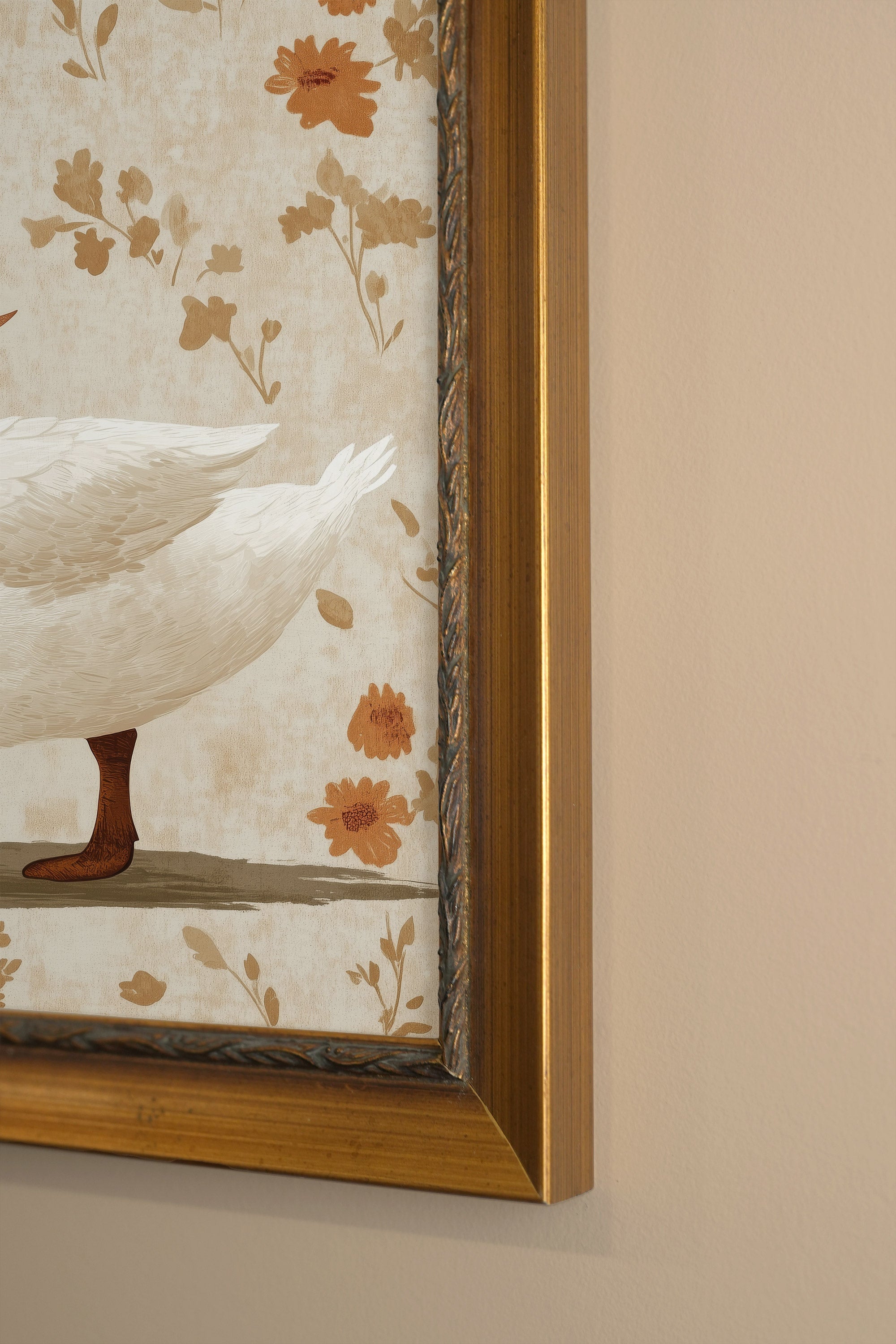 CANARD ÉLÉGANT, Artwork on rigid canvas, framed in Vintage Gold