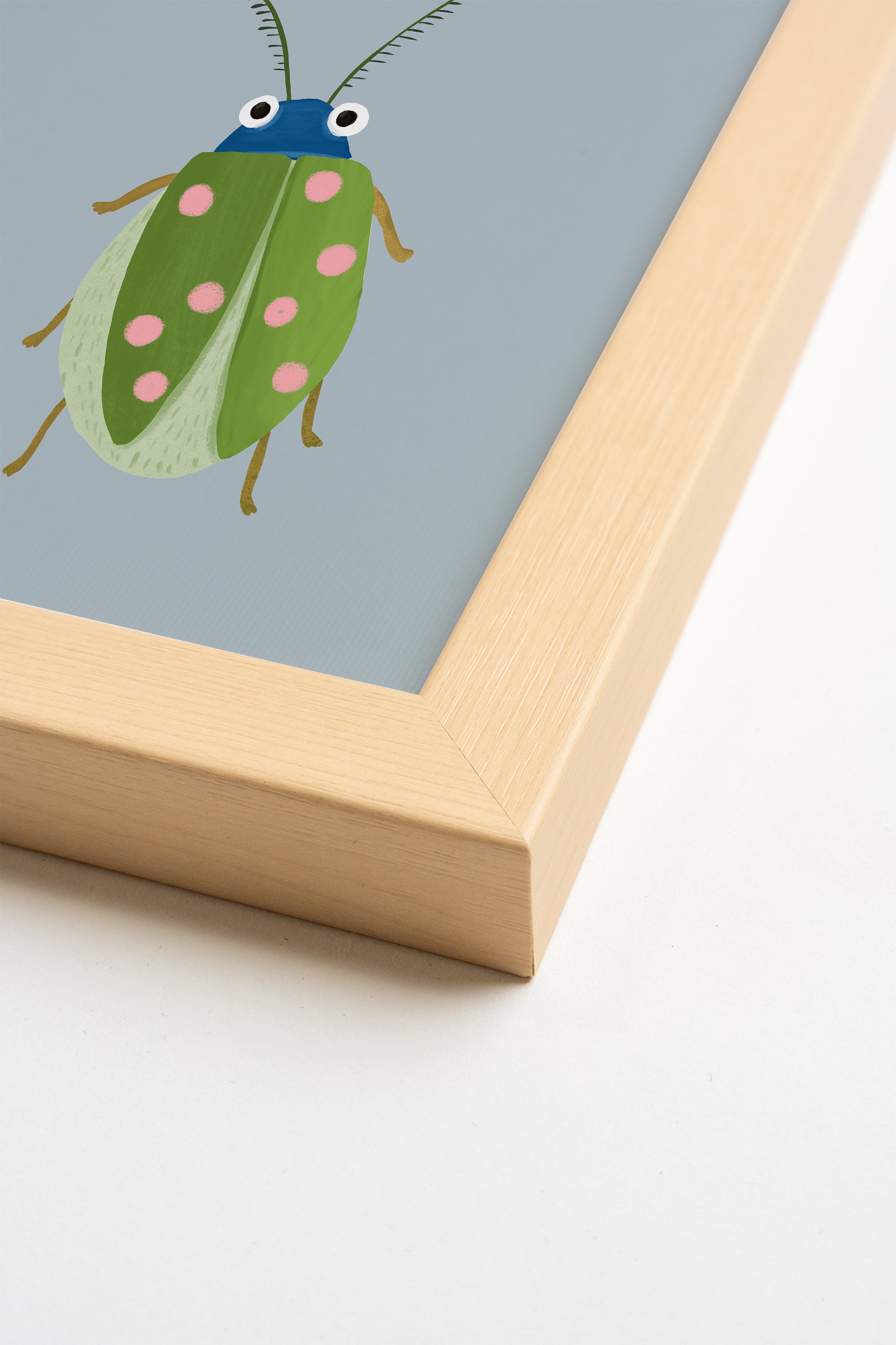 COCCINELLE DOUILLETTE, Artwork on rigid canvas, framed in Natural Light