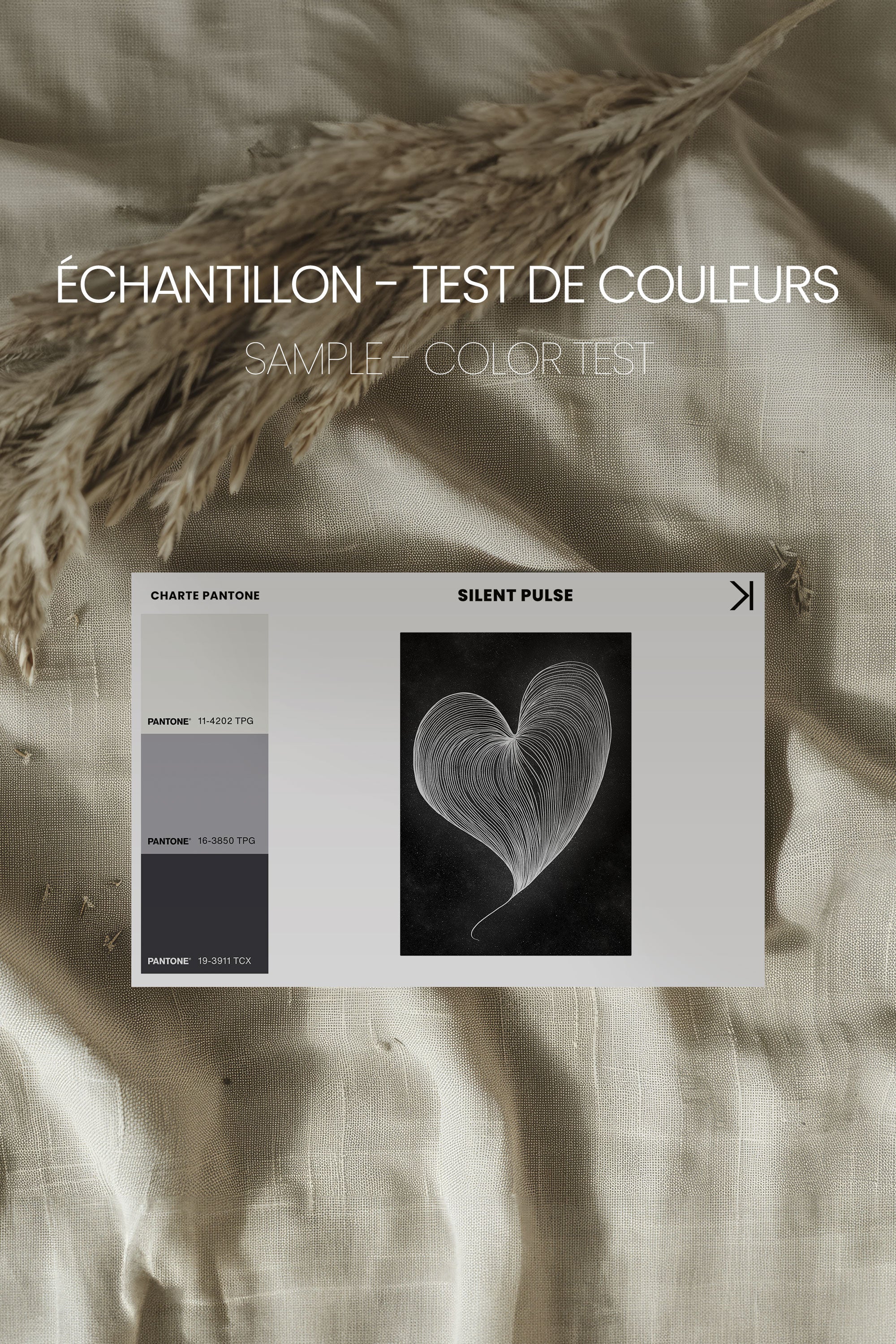 OLEKA CANVAS - SILENT PULSE, Oeuvre sur toile étirée, encadré Blanc