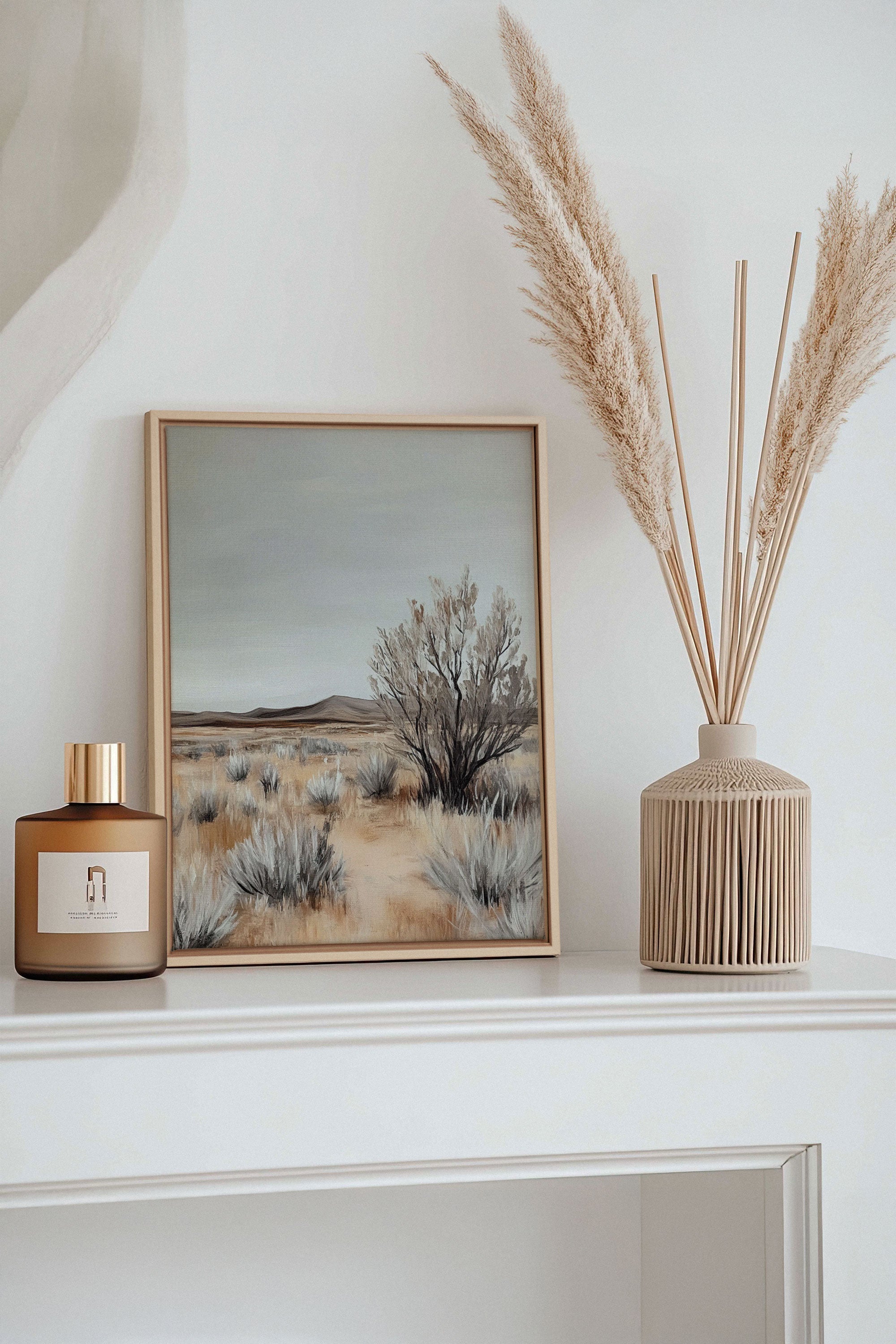 OLEKA CANVAS - DOUCEUR ARIDE, Oeuvre sur toile étirée, encadré Naturel Clair