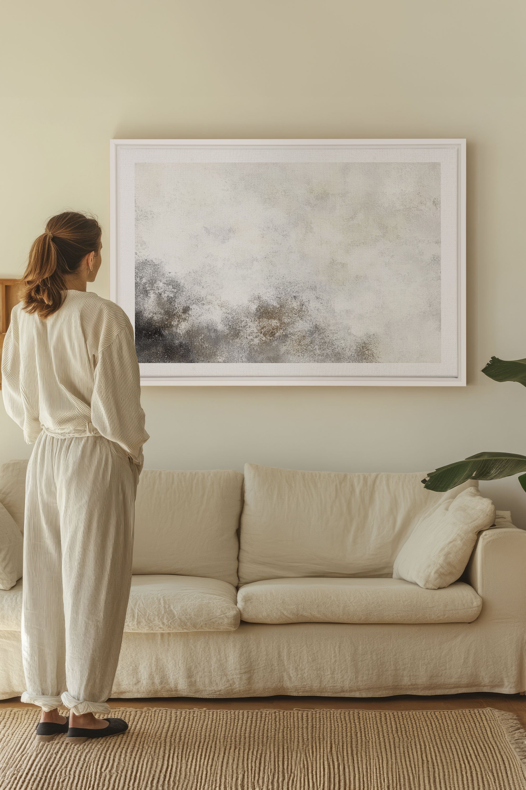 OLEKA CANVAS - FADED ESSENCE, Oeuvre sur toile étirée, encadré Blanc