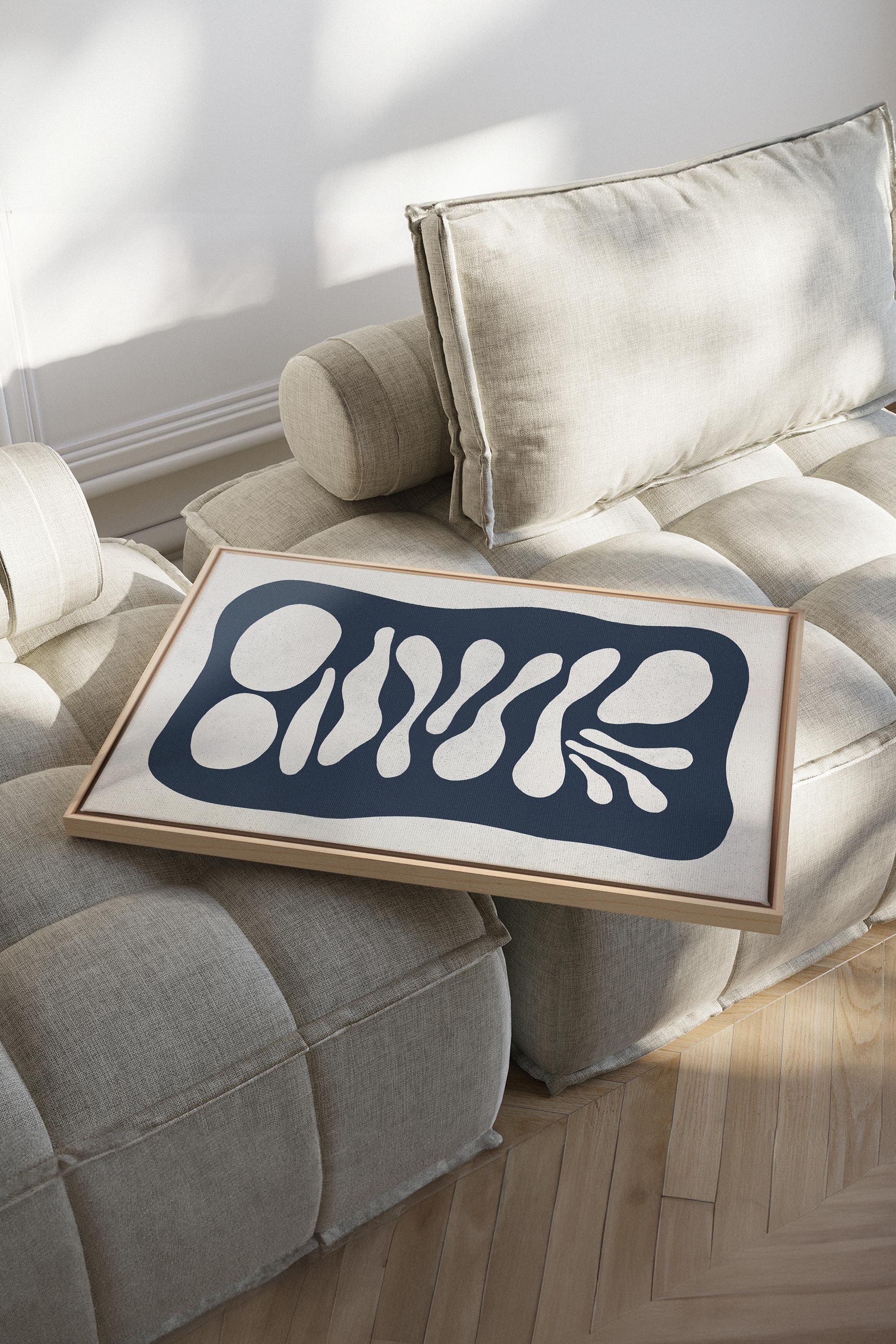 OLEKA CANVAS - ONDE CRÉATIVE, Oeuvre sur toile étirée, encadré Naturel Clair