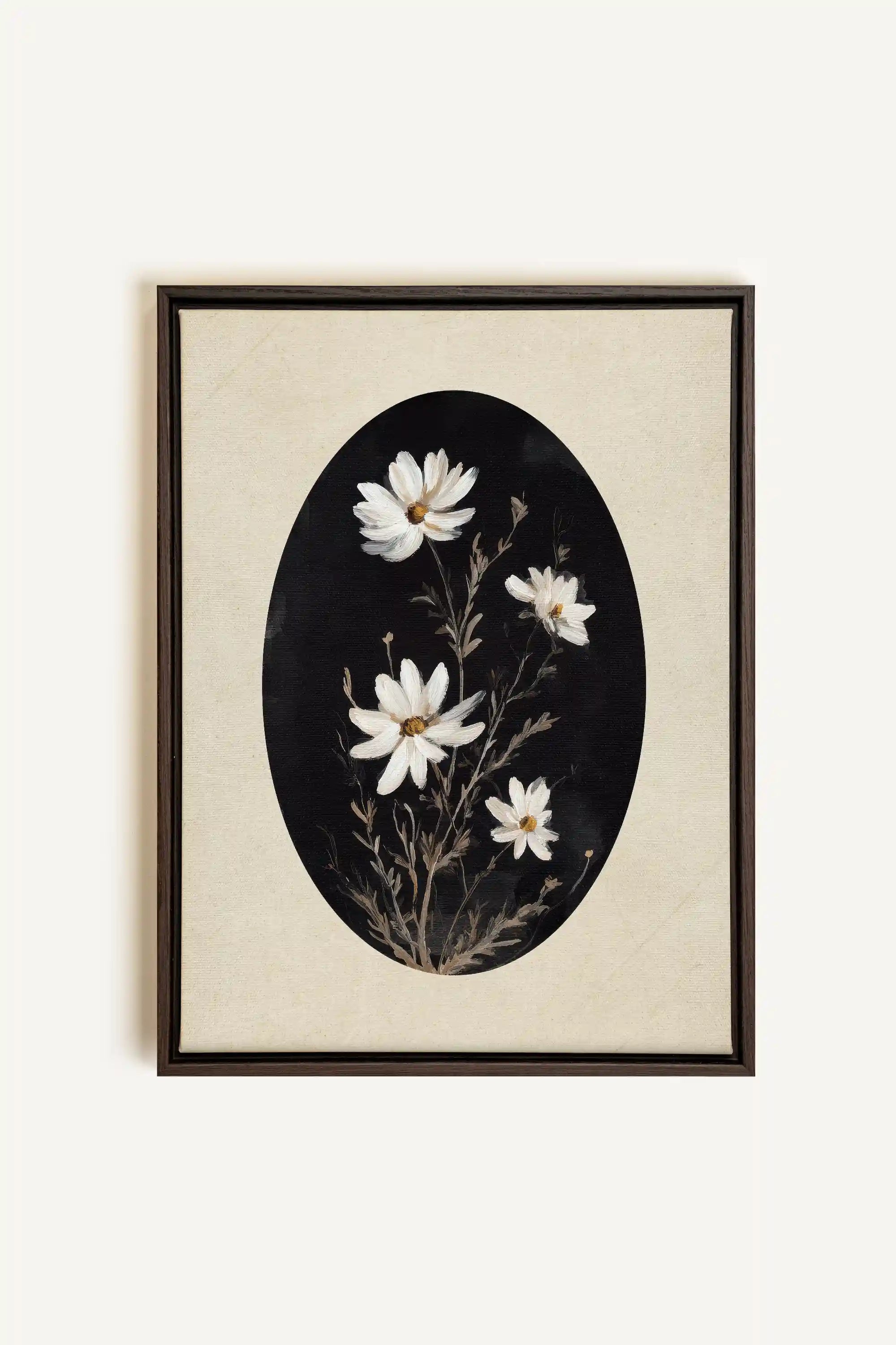 ECLIPSE FLOWERS, Oeuvre sur toile étirée, encadré Brun Noyer