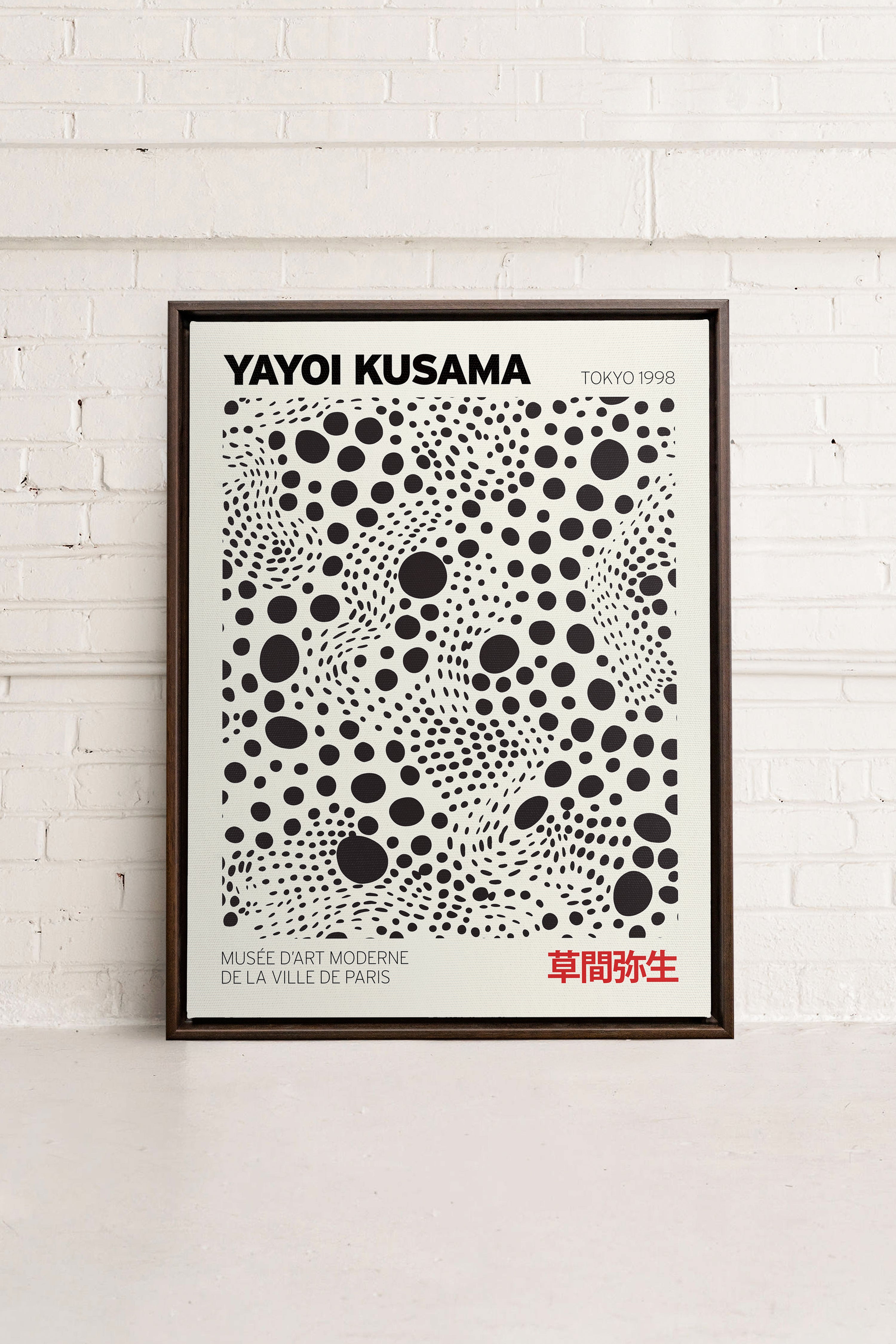 OLEKA CANVAS - KUSAMA II, Oeuvre sur toile étirée, encadré Brun Noyer