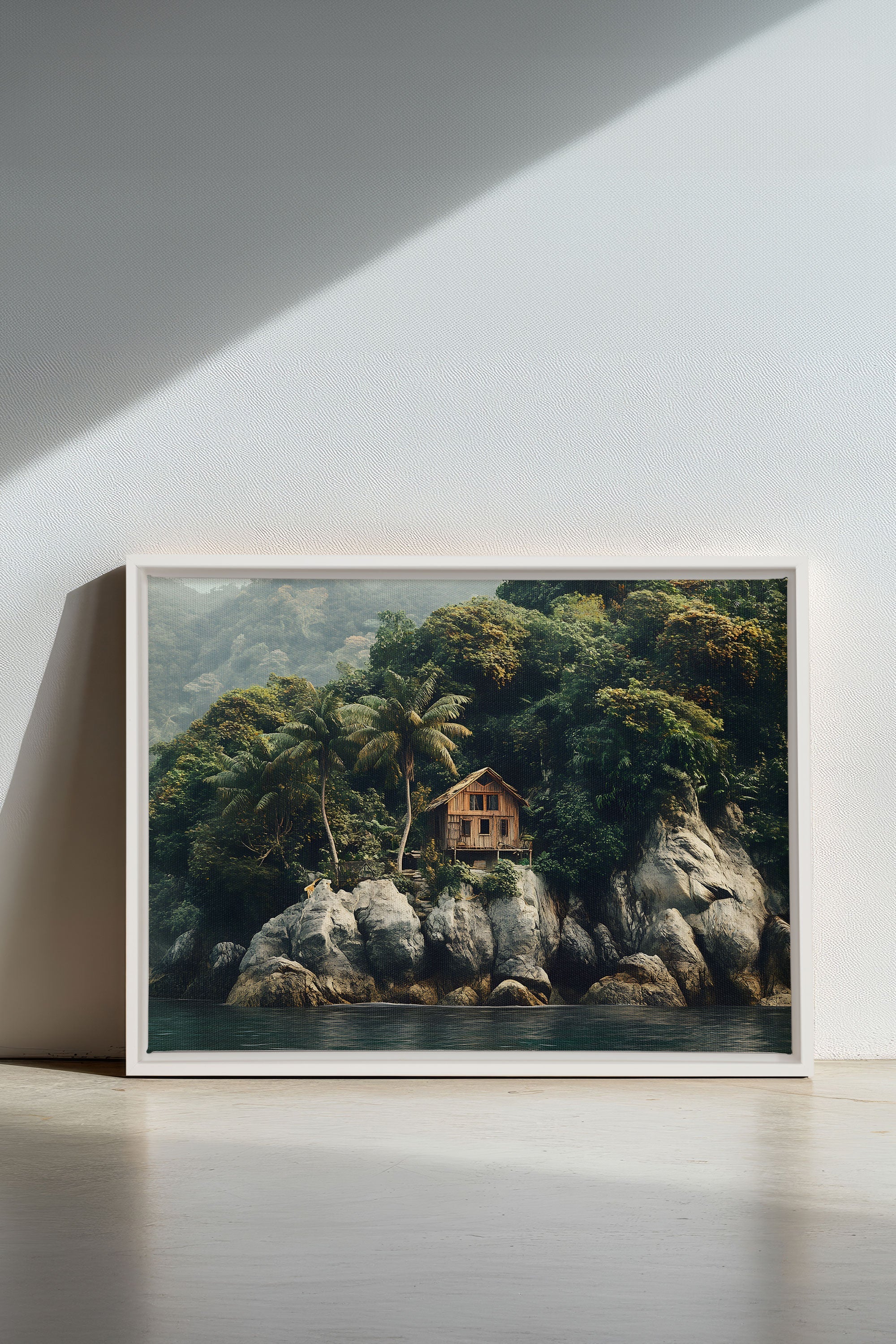 OLEKA CANVAS - REFUGE TROPICAL, Oeuvre sur toile étirée, encadré Blanc