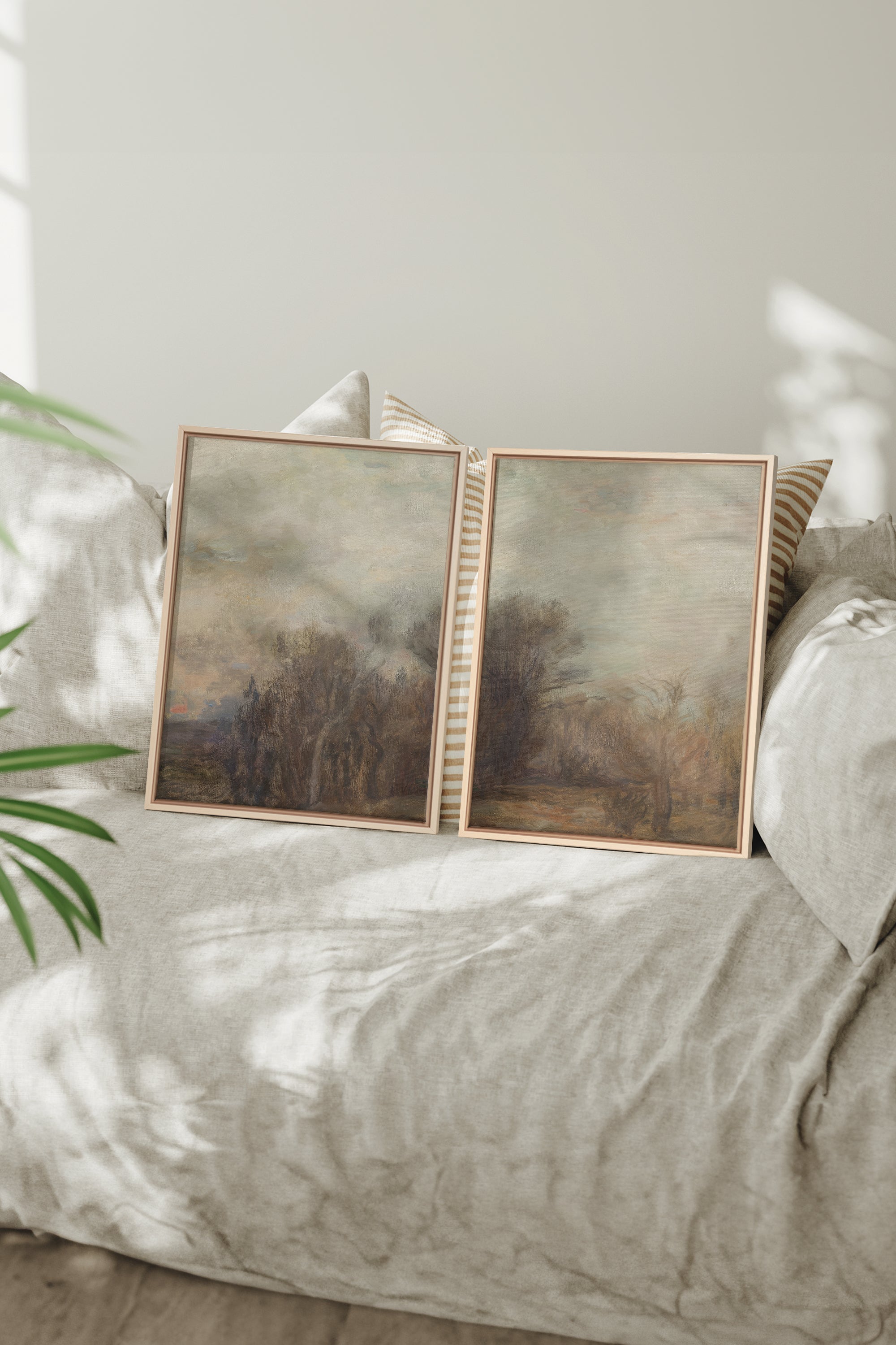 SILENT SEASON DUO, 2 Oeuvres sur toile étirée, encadré Naturel Clair