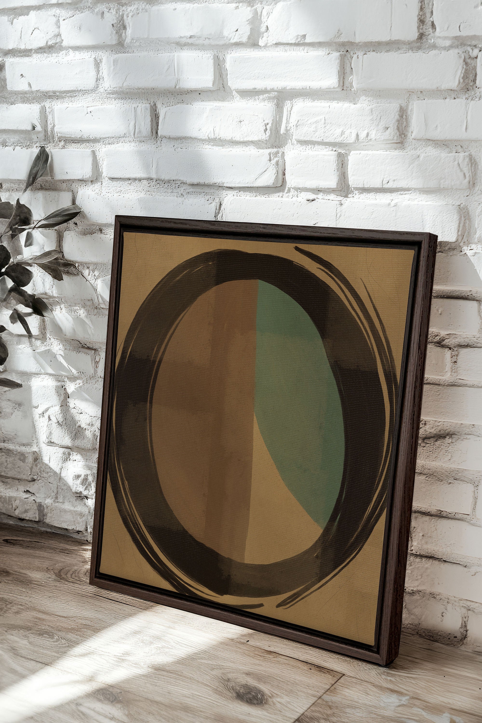 OLEKA CANVAS - MOVING LINES, Oeuvre sur toile étirée, encadré Brun Noyer