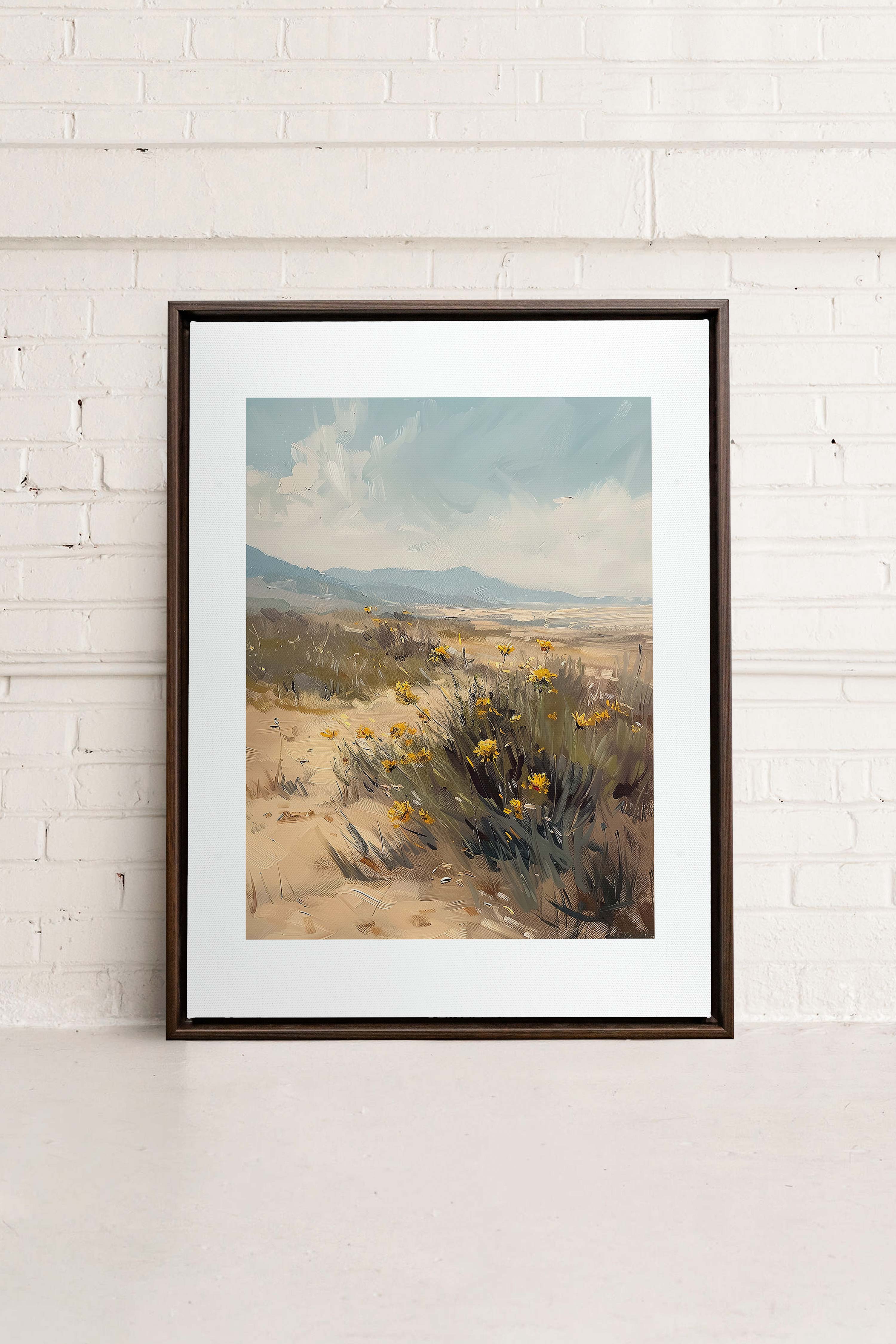 OLEKA CANVAS - GOLDEN PATHWAY, Oeuvre sur toile étirée, encadré Brun Noyer