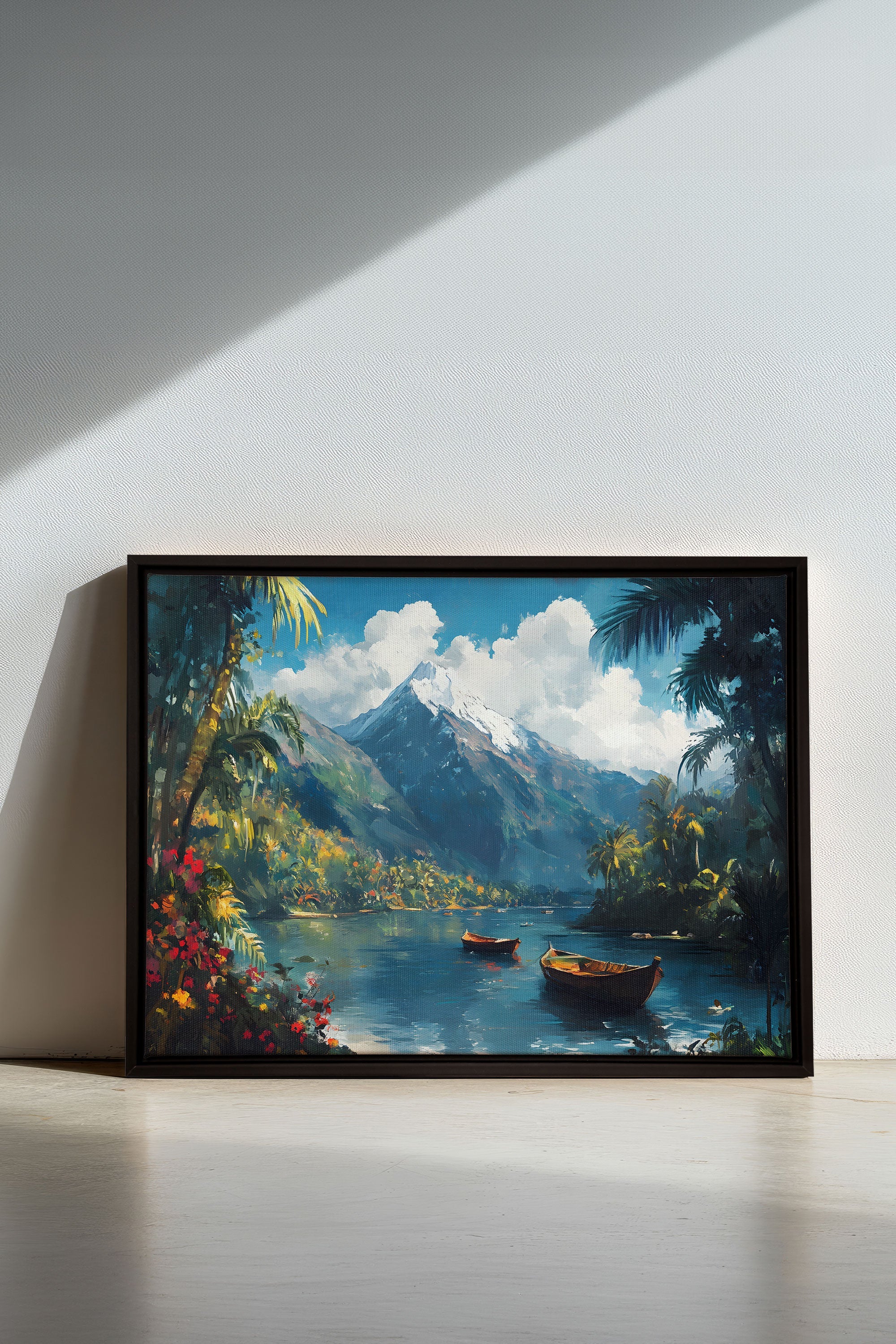 OLEKA CANVAS - EMERALD LAGOON, Oeuvre sur toile étirée, encadré Noir