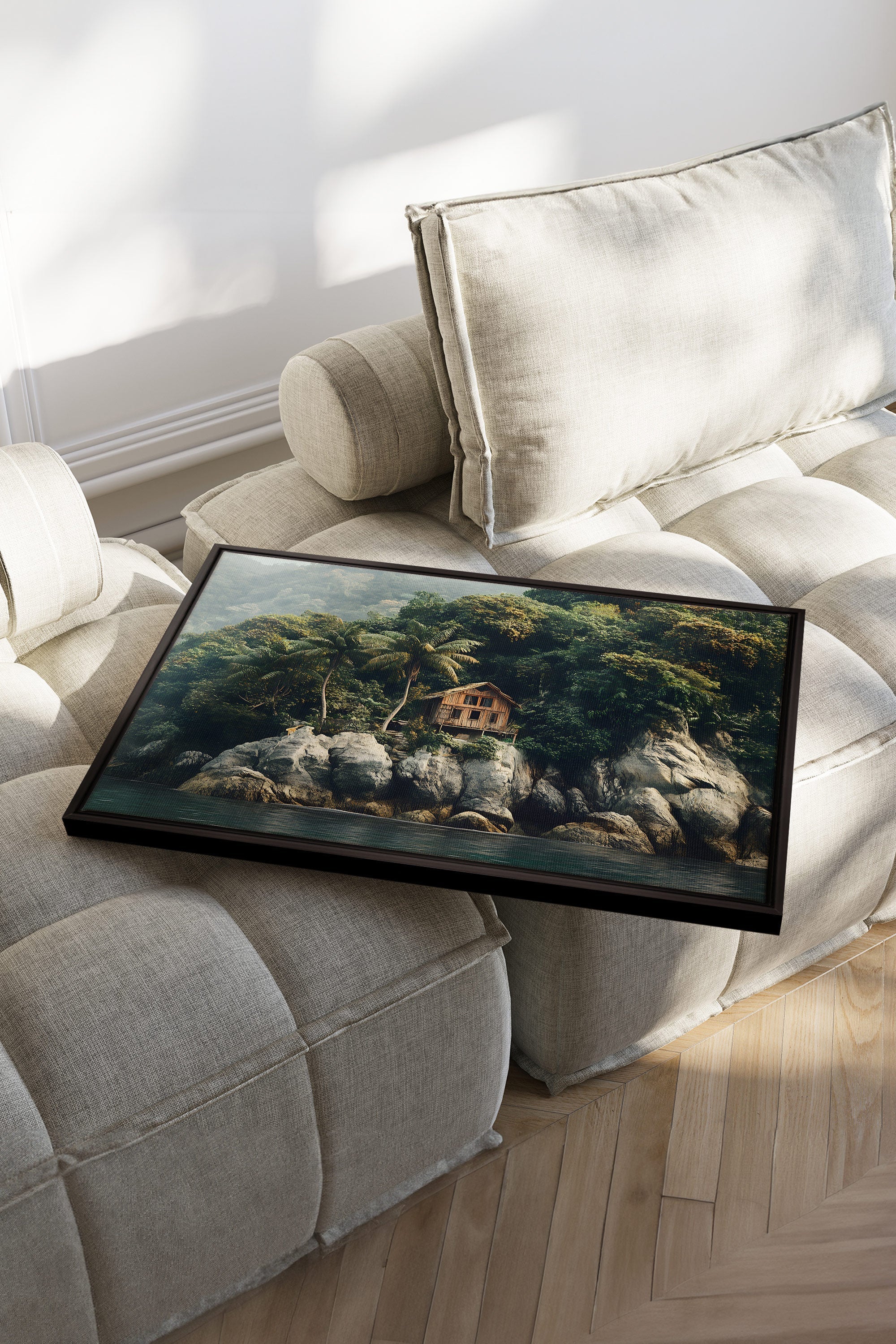 OLEKA CANVAS - REFUGE TROPICAL, Oeuvre sur toile étirée, encadré Noir