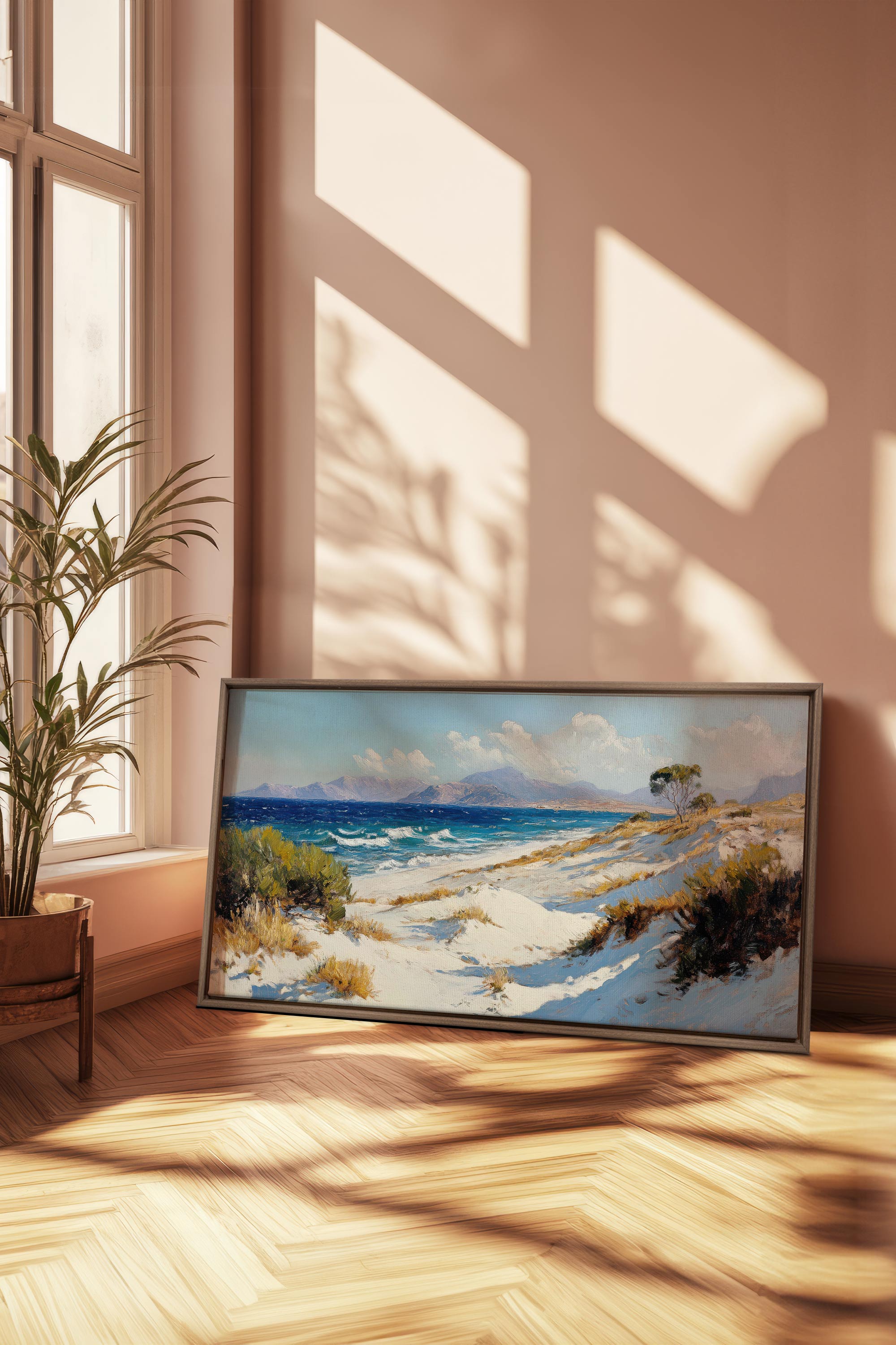 OLEKA CANVAS - SALTY WINDS, Oeuvre sur toile étirée, encadré Brun Chêne