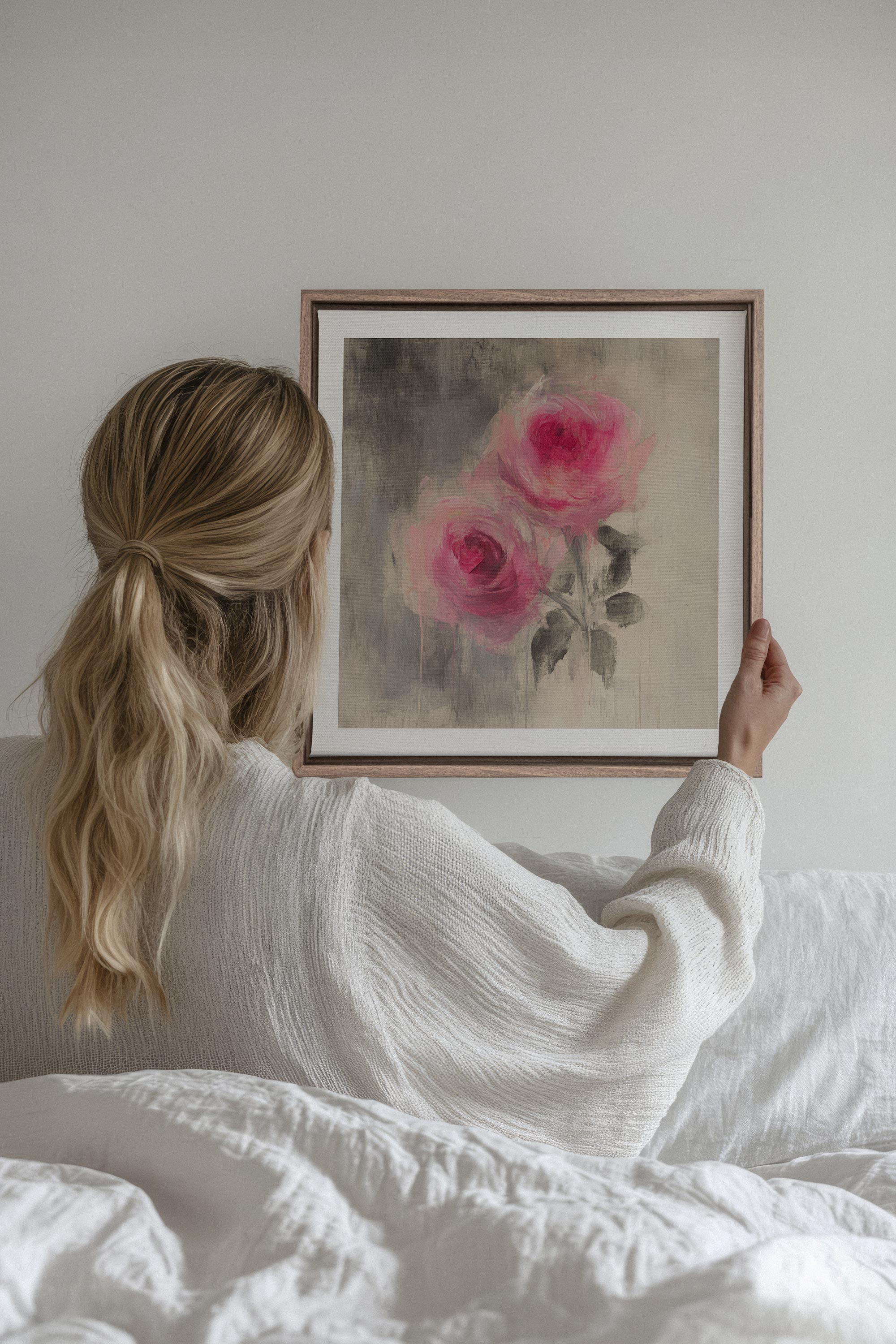 OLEKA CANVAS - MIDNIGHT VELVET, Oeuvre sur toile étirée, encadré Brun Chêne