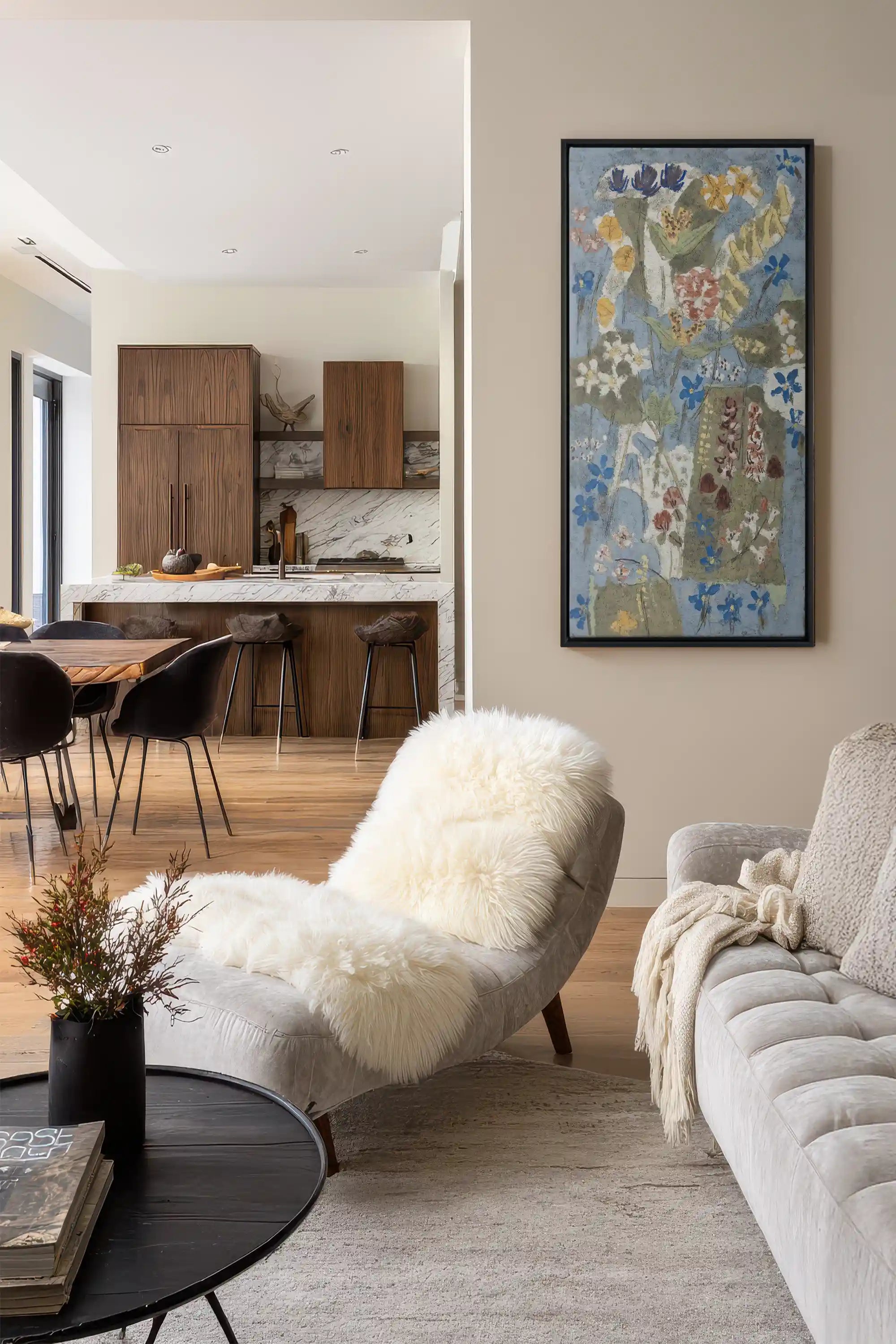MEADOW TAPESTRY, Oeuvre sur toile étirée, encadré Noir