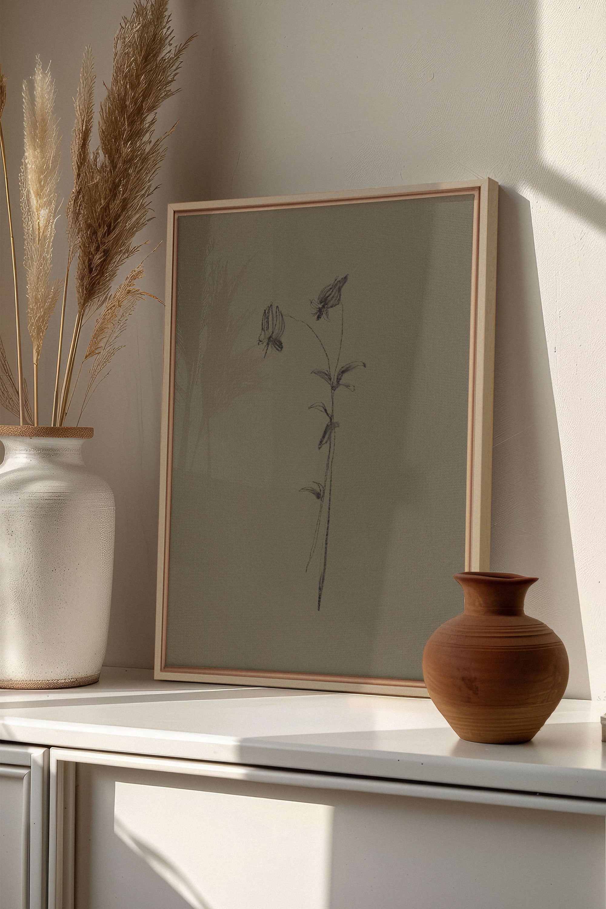 OLEKA CANVAS - BOUTON SAUVAGE, Oeuvre sur toile étirée, encadré Naturel Clair