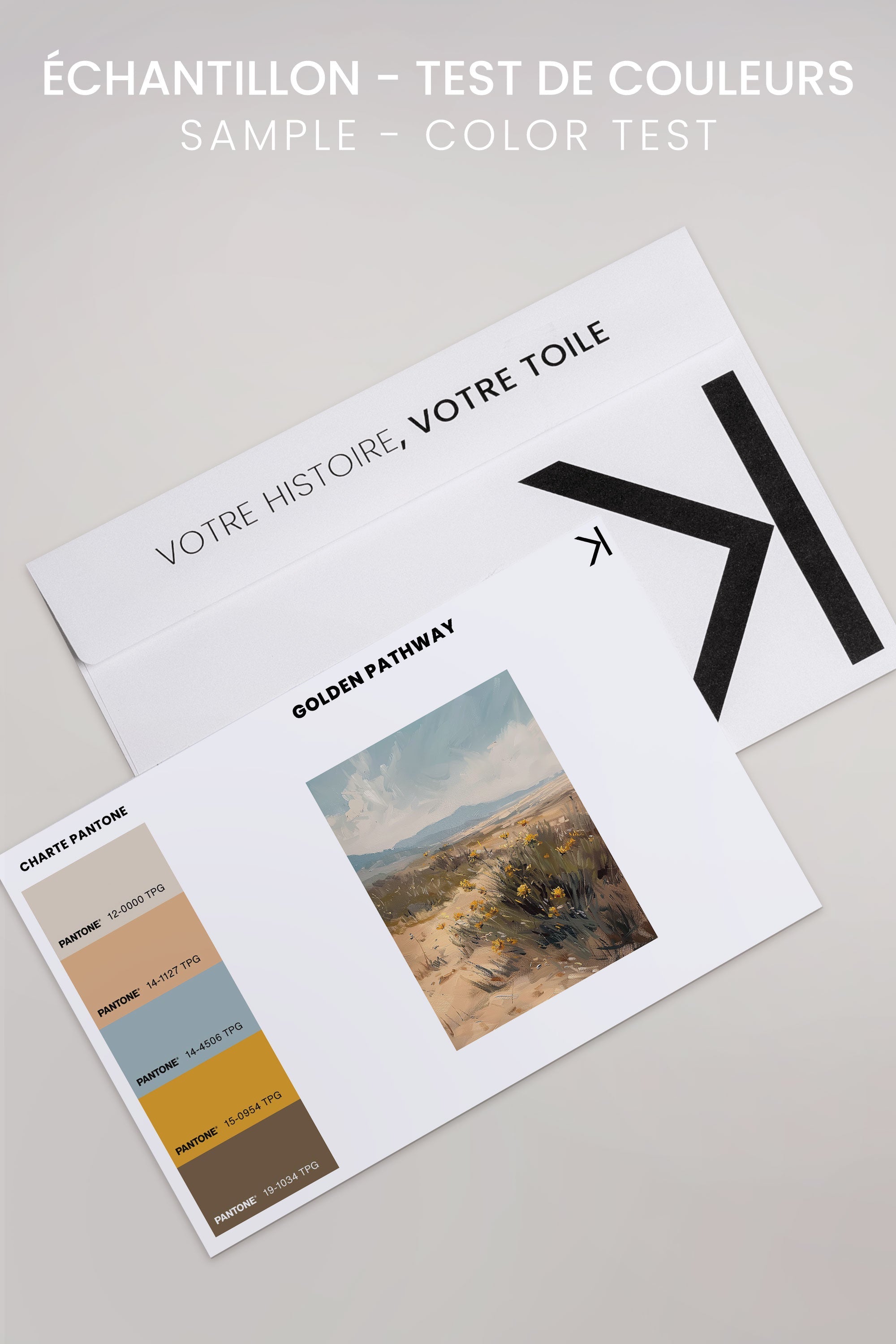 OLEKA CANVAS - GOLDEN PATHWAY, Oeuvre sur toile étirée, encadré Blanc