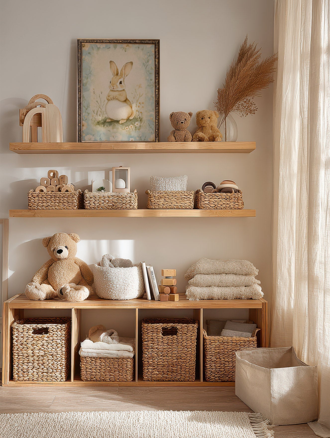 LAPIN DE PRINTEMPS, Artwork on rigid canvas, framed in Vintage Bronze