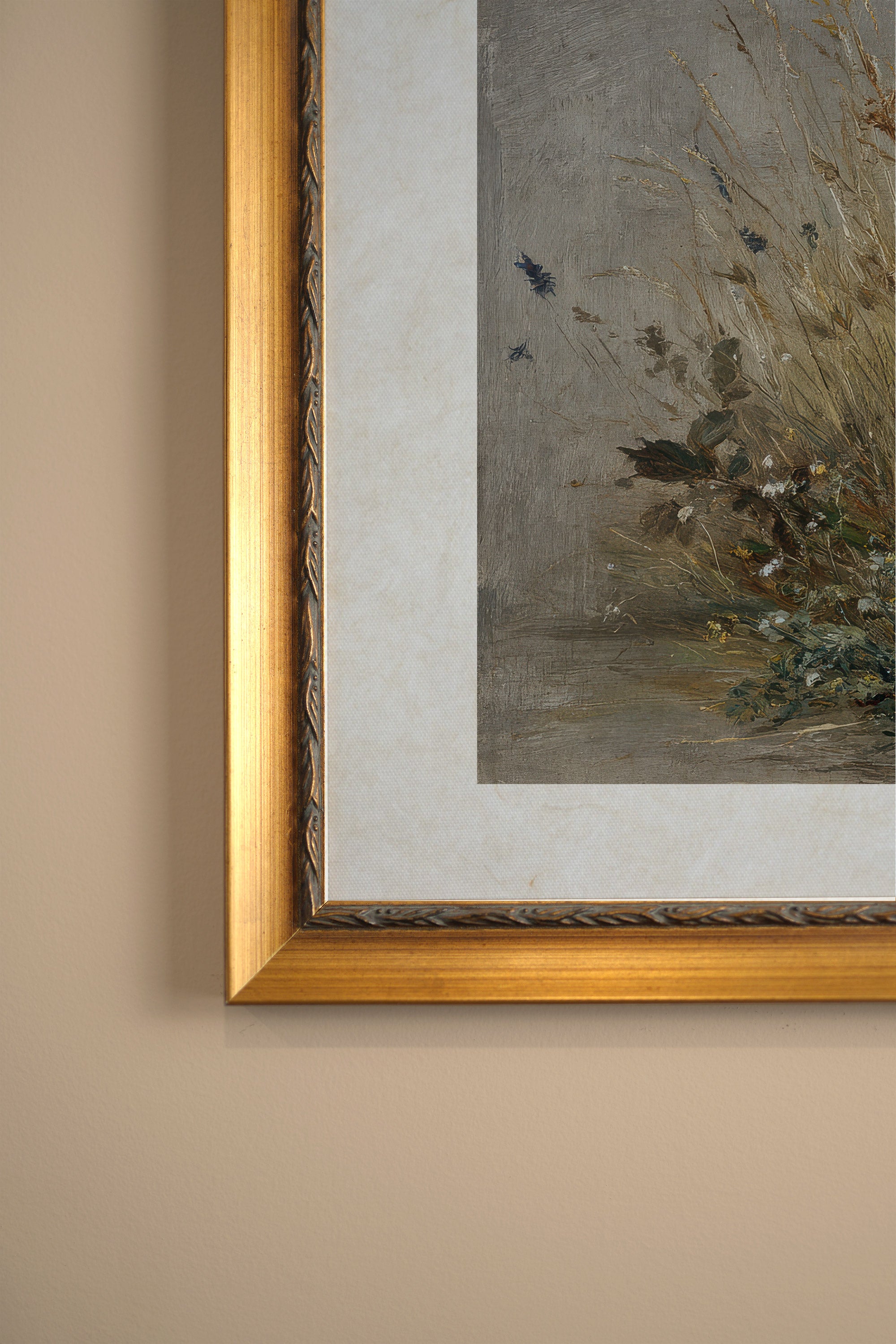 UNTAMED FIELD, Artwork on rigid canvas, framed in Vintage Gold