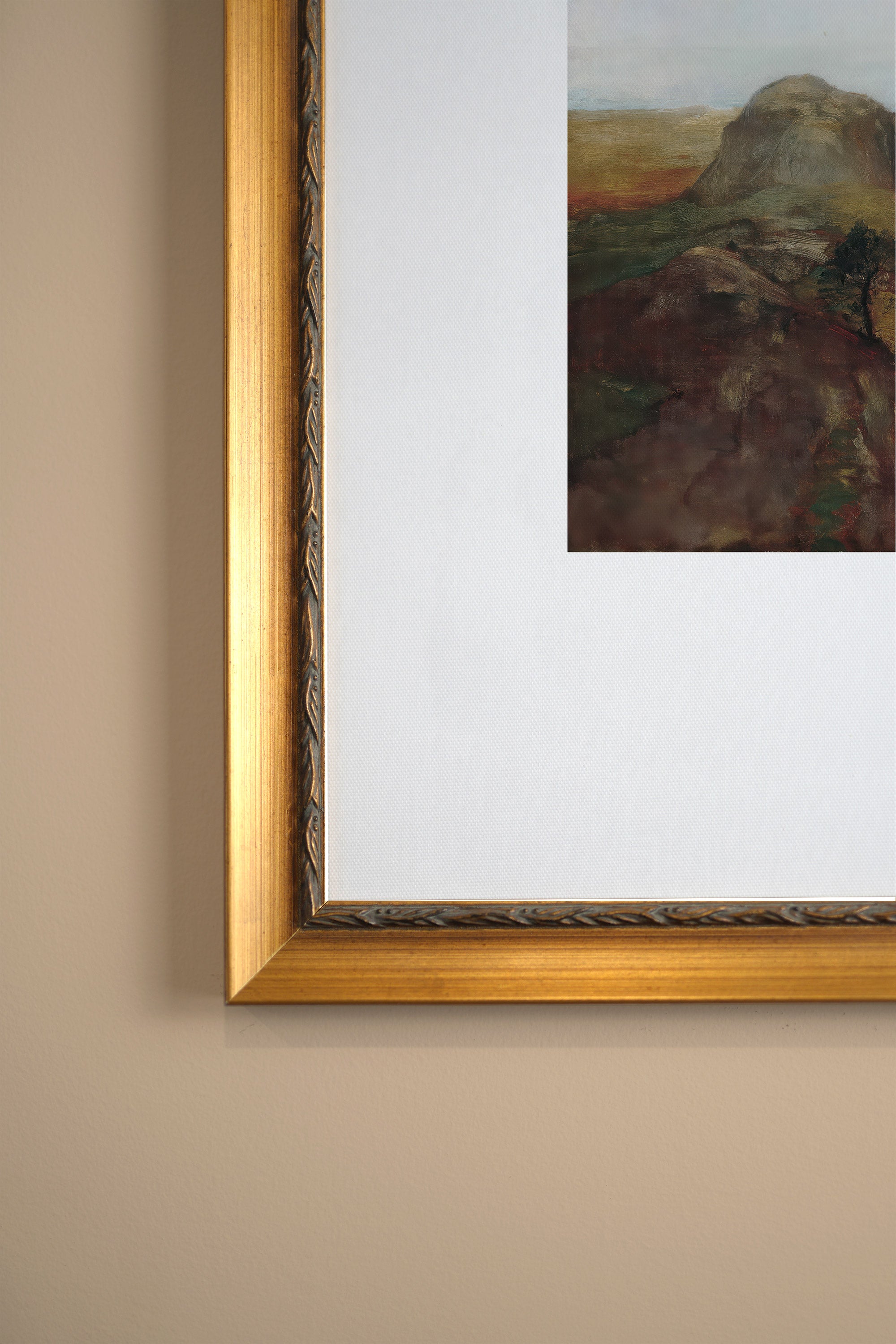 ANCIENT ROCK, Artwork on stretched canvas, framed Vintage Gold