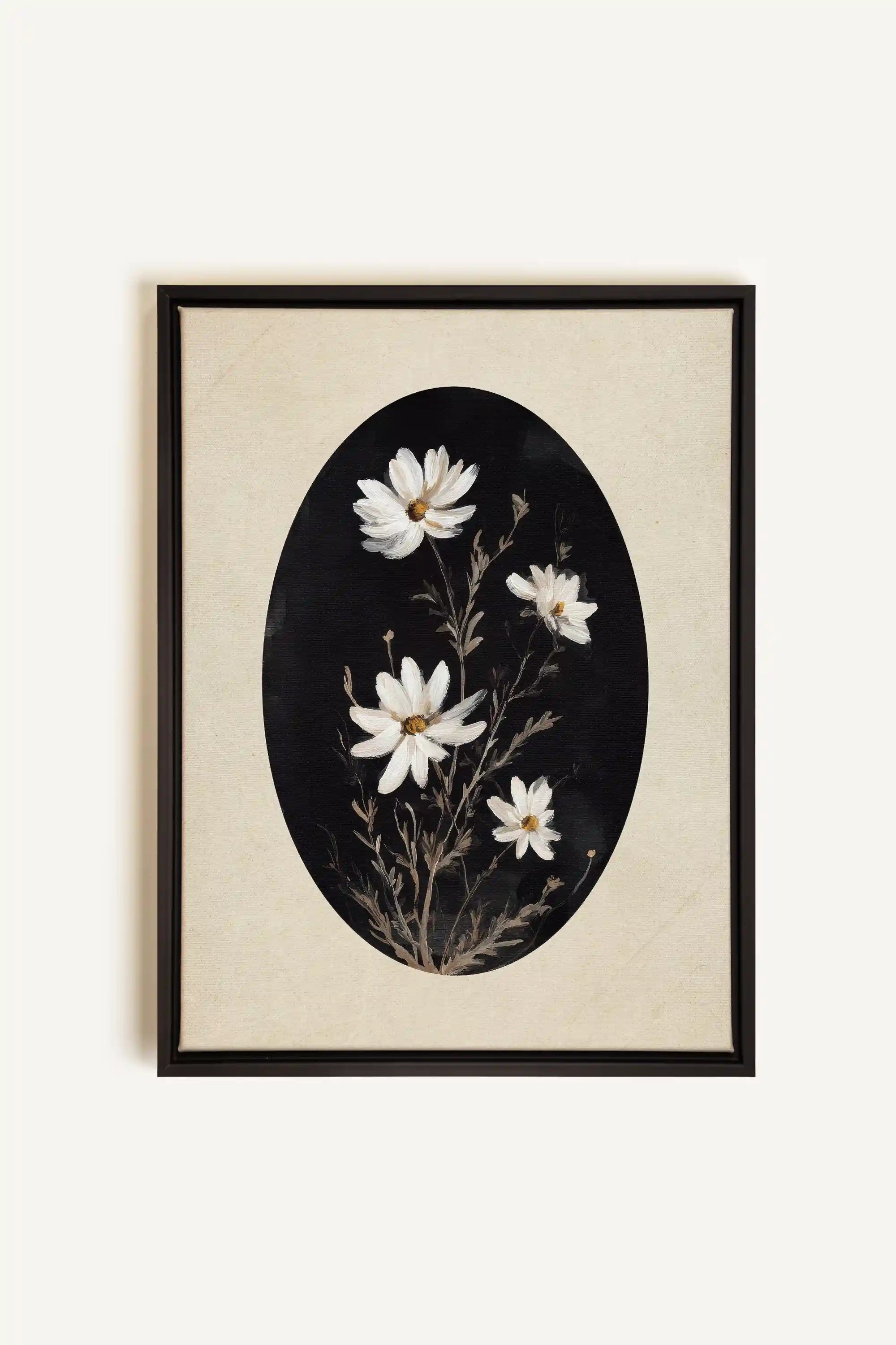 ECLIPSE FLOWERS, Work on stretched canvas, framed Black