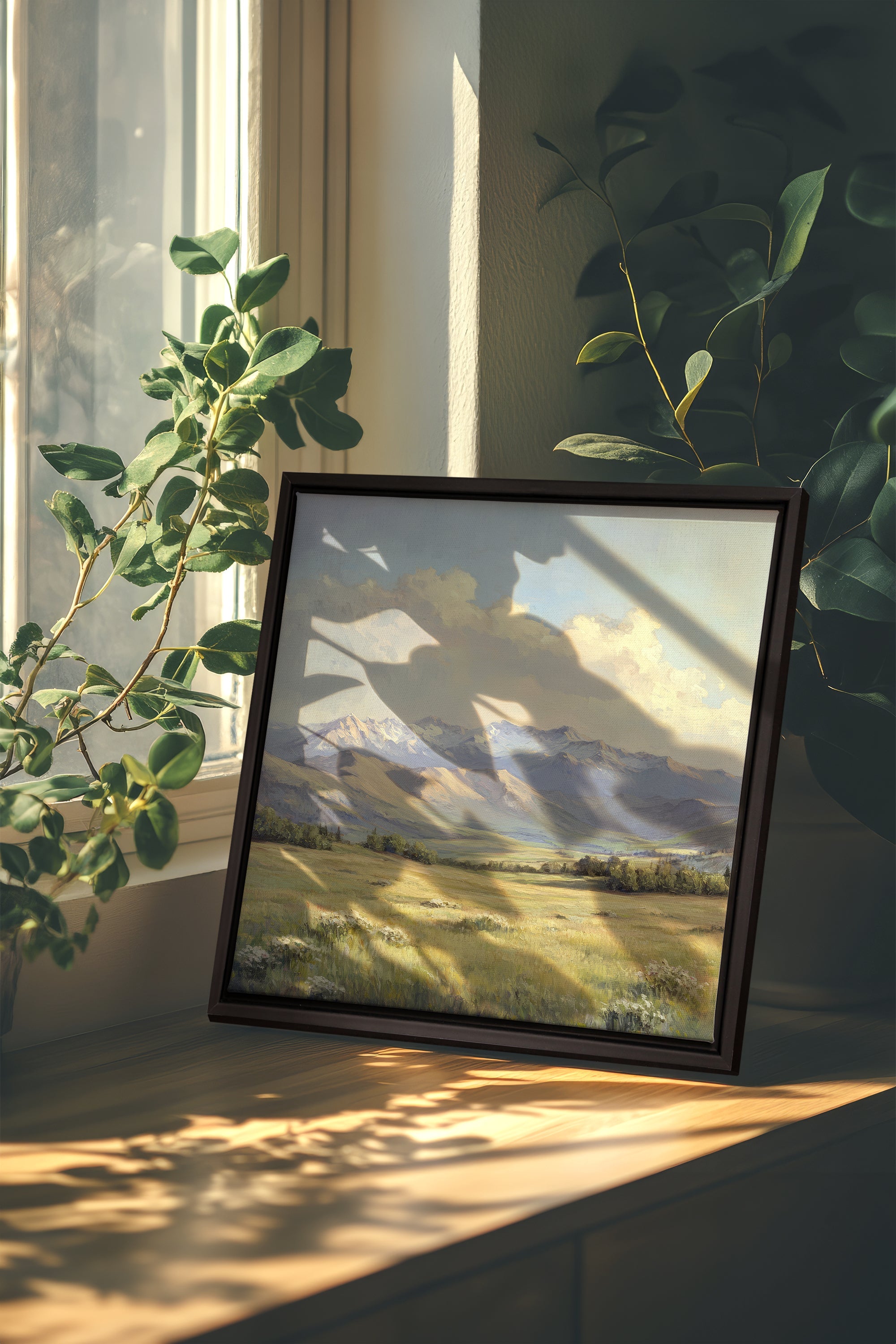 OLEKA CANVAS - VALLEY OF LIGHT, Oeuvre sur toile étirée, encadré Noir