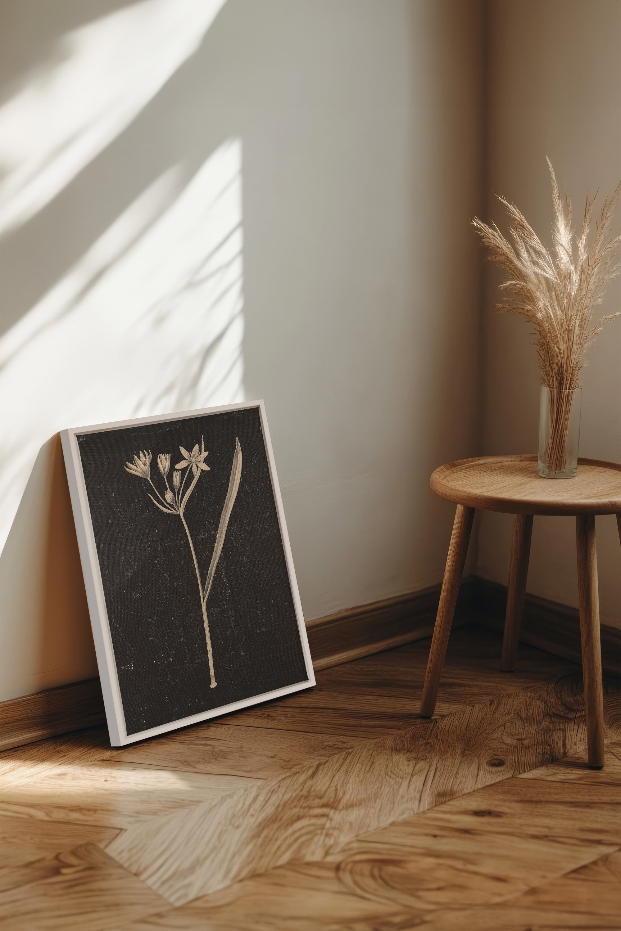 MINIMAL FLORA, Oeuvre sur toile étirée, encadré Blanc