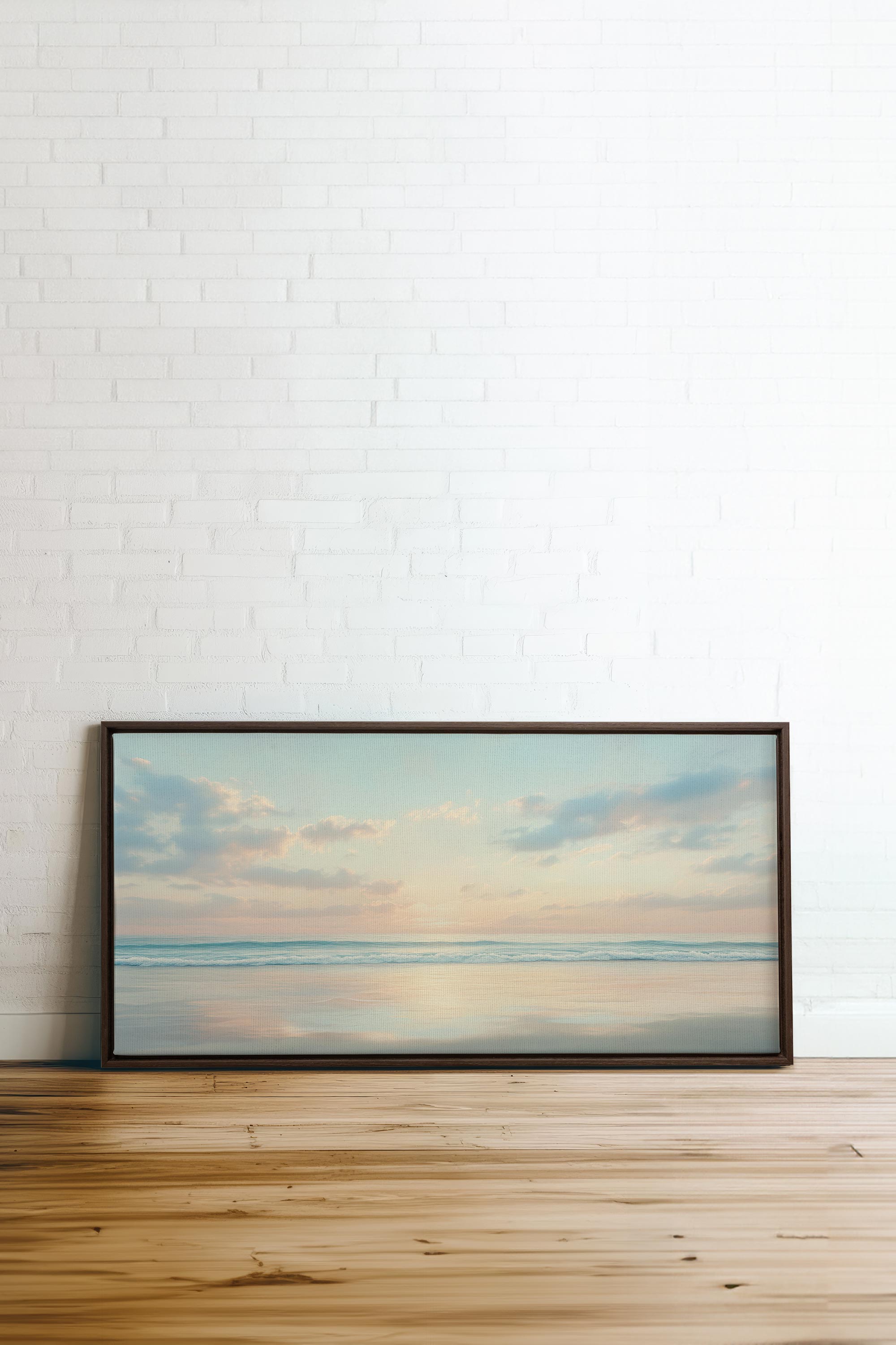 OLEKA CANVAS - DAWN OF PEACE, Oeuvre sur toile étirée, encadré Brun Noyer