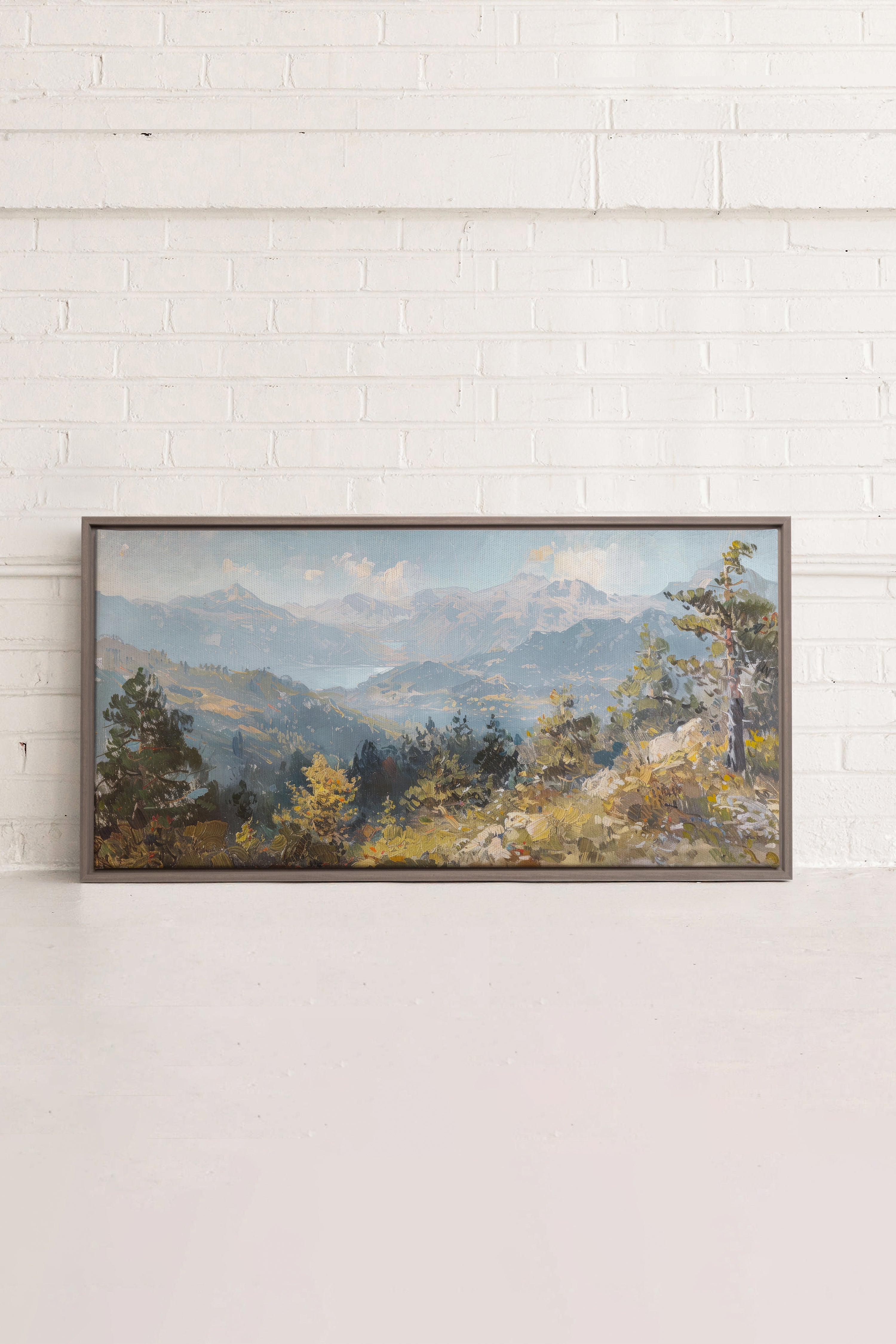 OLEKA CANVAS - Austrian Alpenglow, Oeuvre sur toile étirée, encadré Brun Chêne