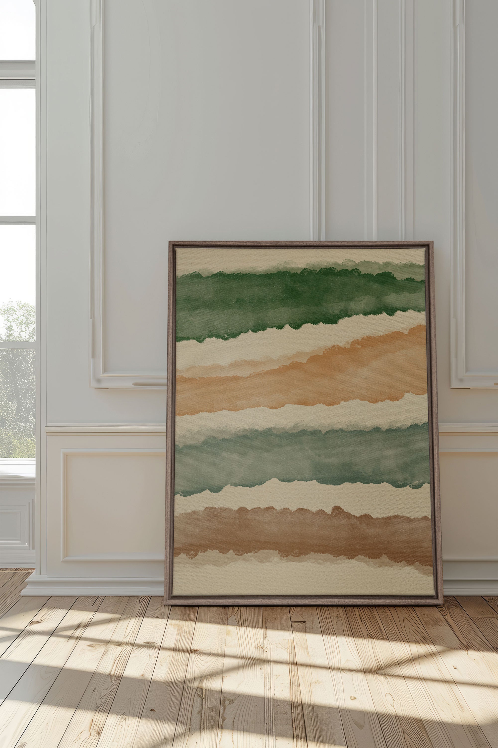 OLEKA CANVAS - HORIZON VÉGÉTAL, Oeuvre sur toile étirée, encadré Brun Chêne