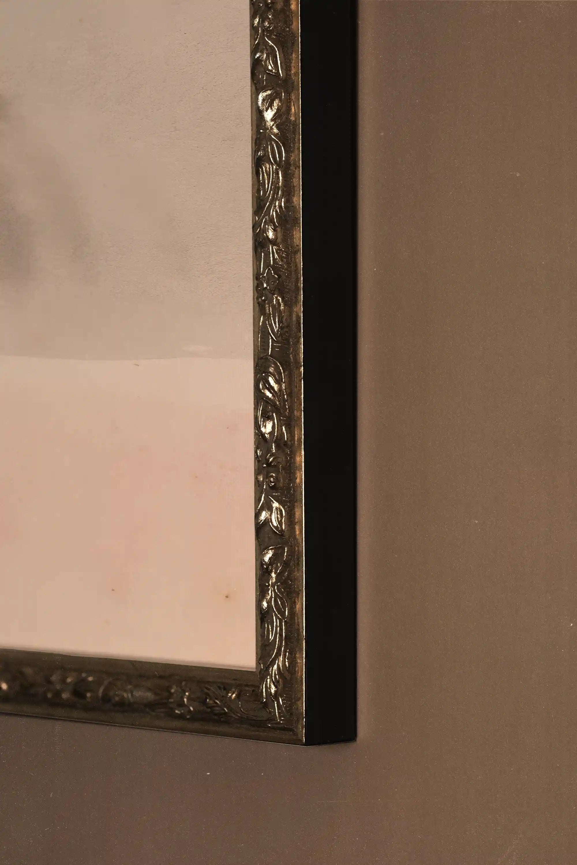 FLORAL PRESENCE, Rigid Canvas Artwork, Framed in Vintage Silver