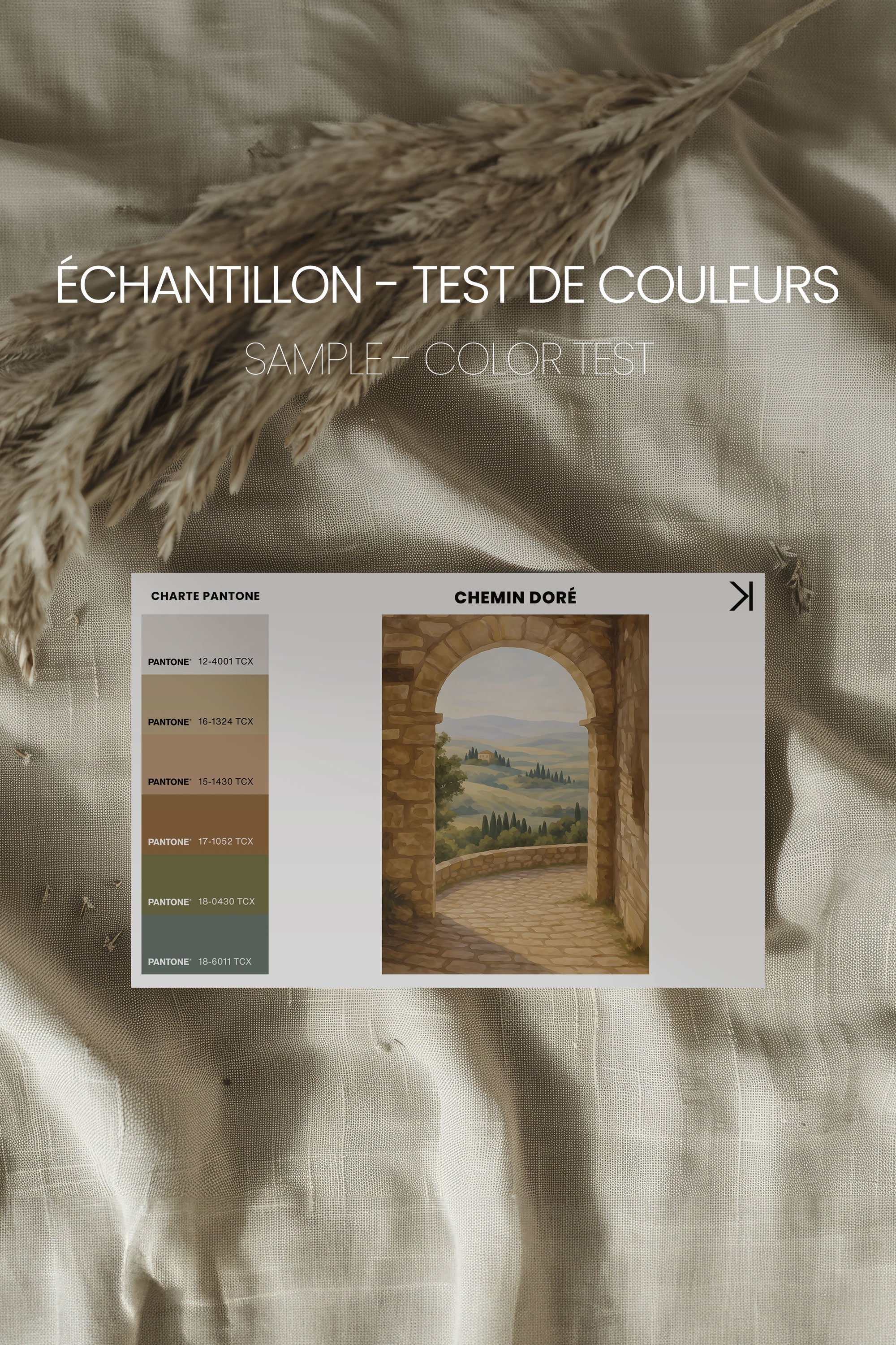 OLEKA CANVAS - CHEMIN DORÉ, Oeuvre sur toile étirée, encadré Naturel Clair