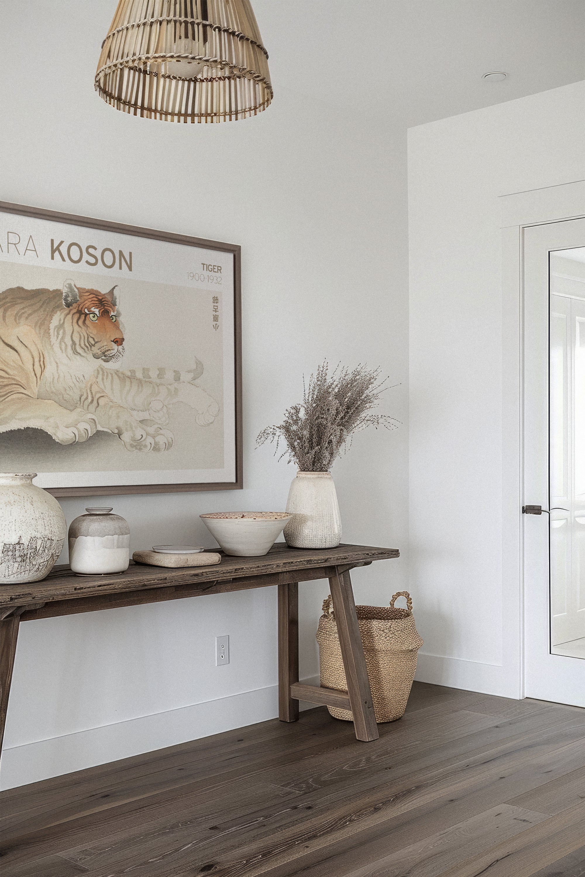 OLEKA CANVAS - TIGER, Oeuvre sur toile étirée, encadré Brun Chêne