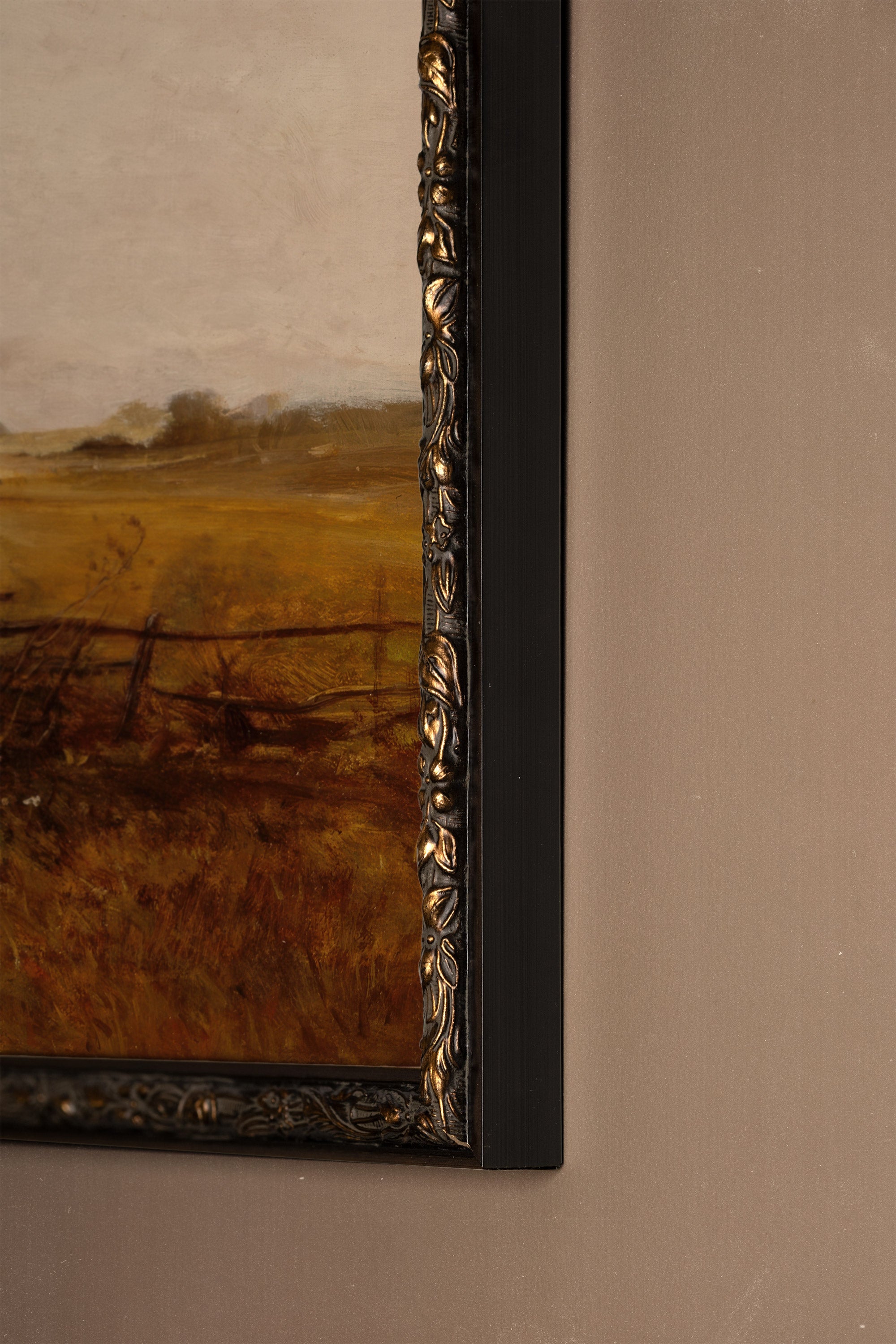 GOLDEN FIELDS, Artwork on stretched canvas, framed Vintage Bronze