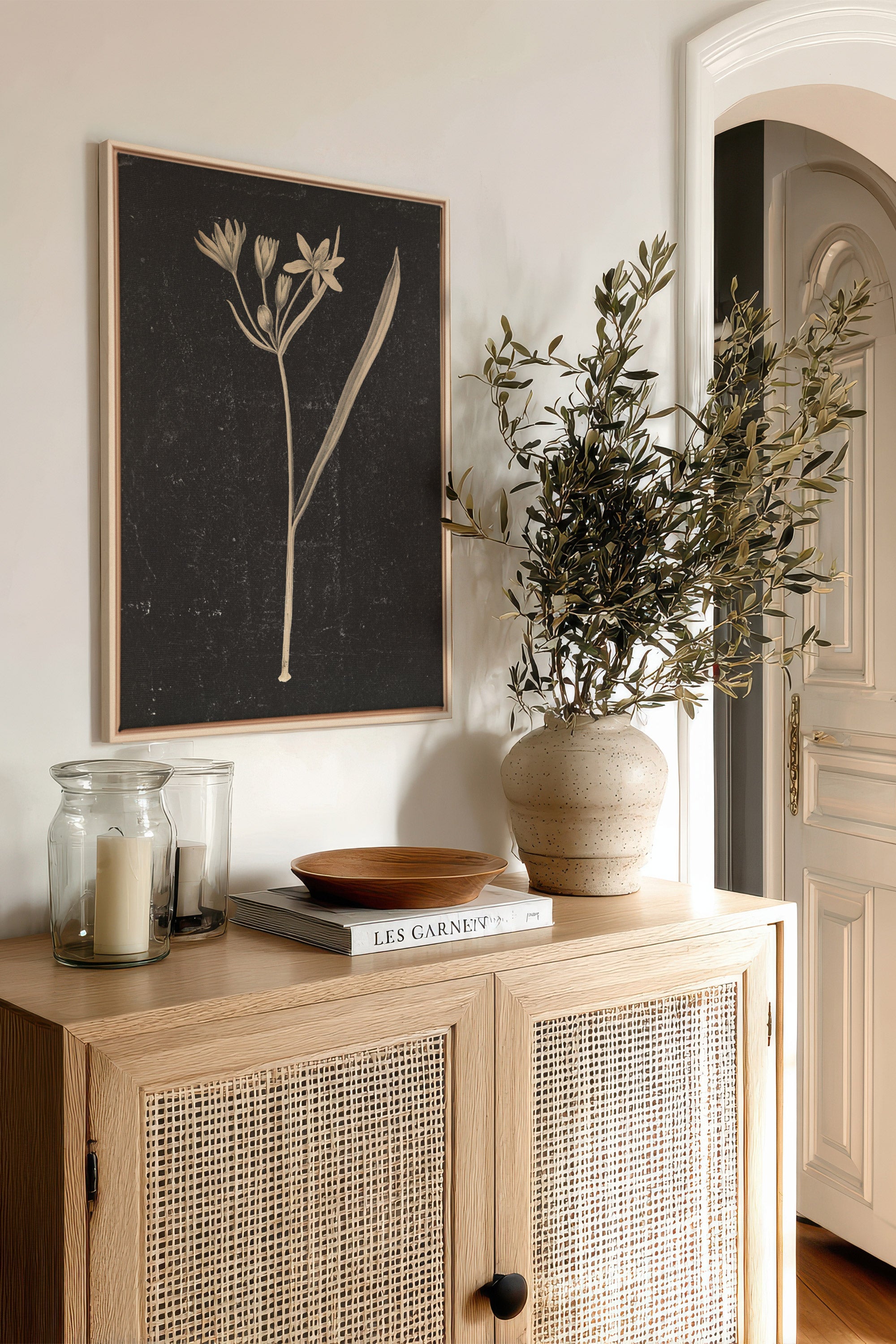 MINIMAL FLORA, Oeuvre sur toile étirée, encadré Naturel Clair