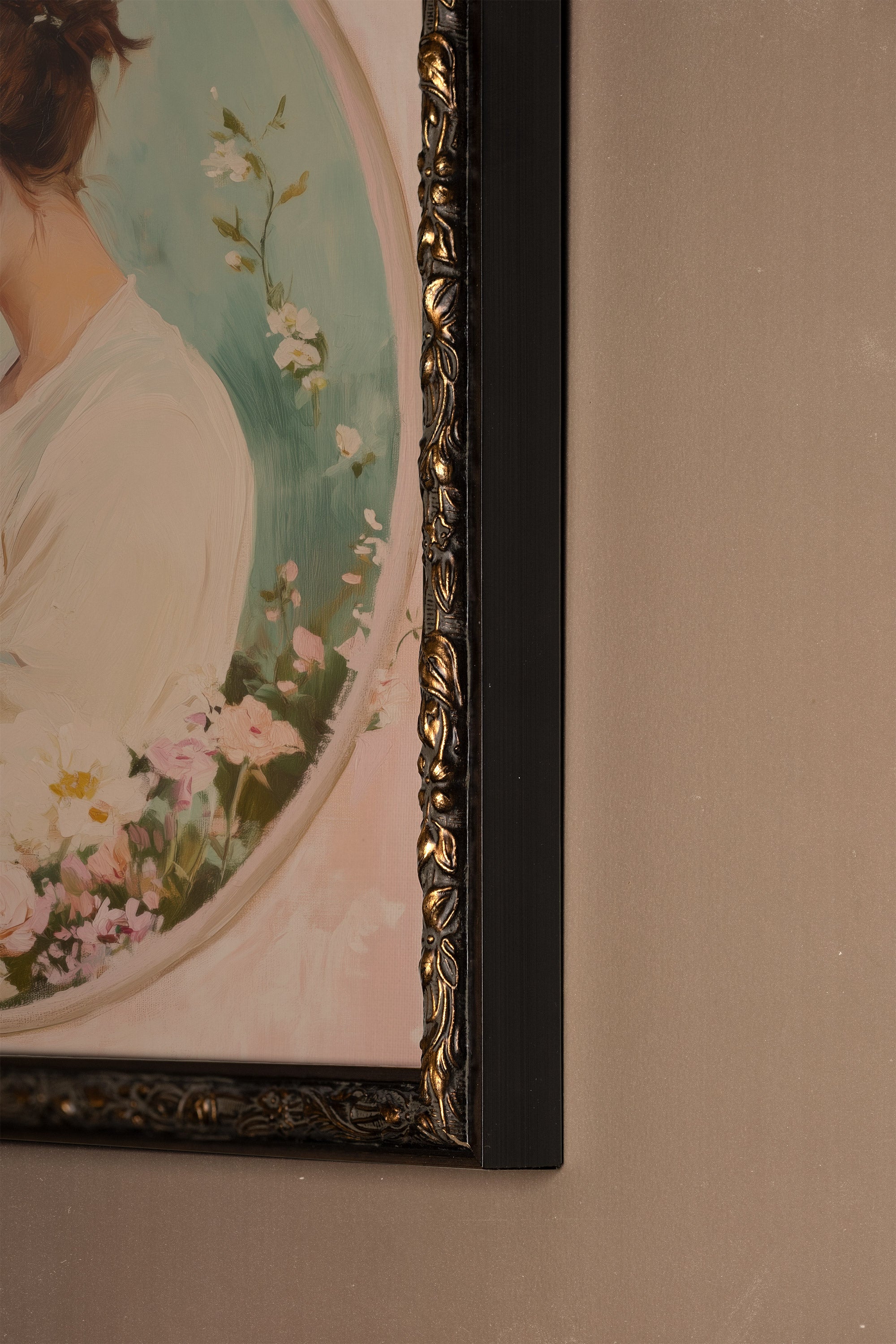 DOUX LIEN, Artwork on stretched canvas, framed Vintage Bronze