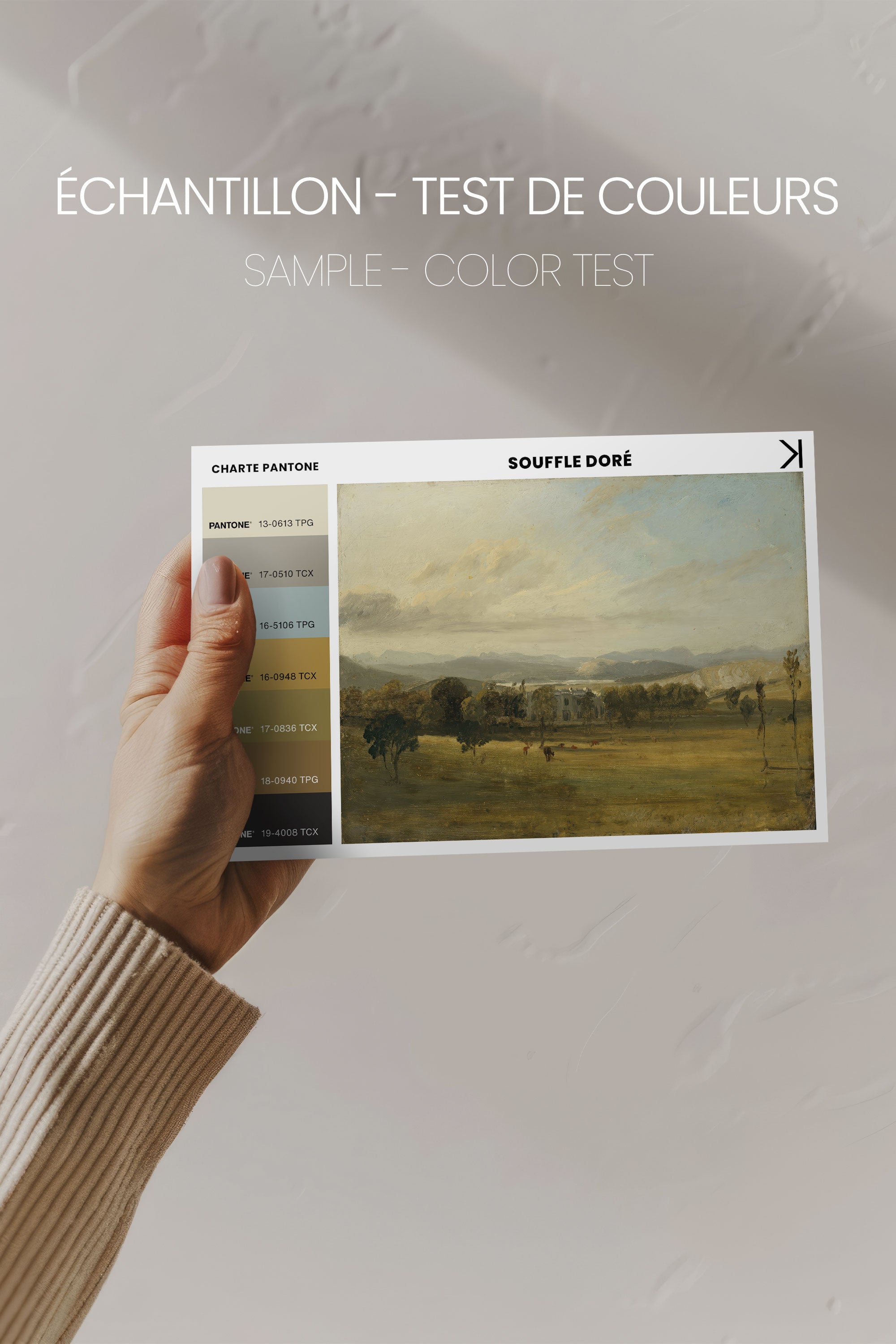 OLEKA CANVAS - SOUFFLE DORÉ, Oeuvre sur toile étirée, encadré Brun Noyer