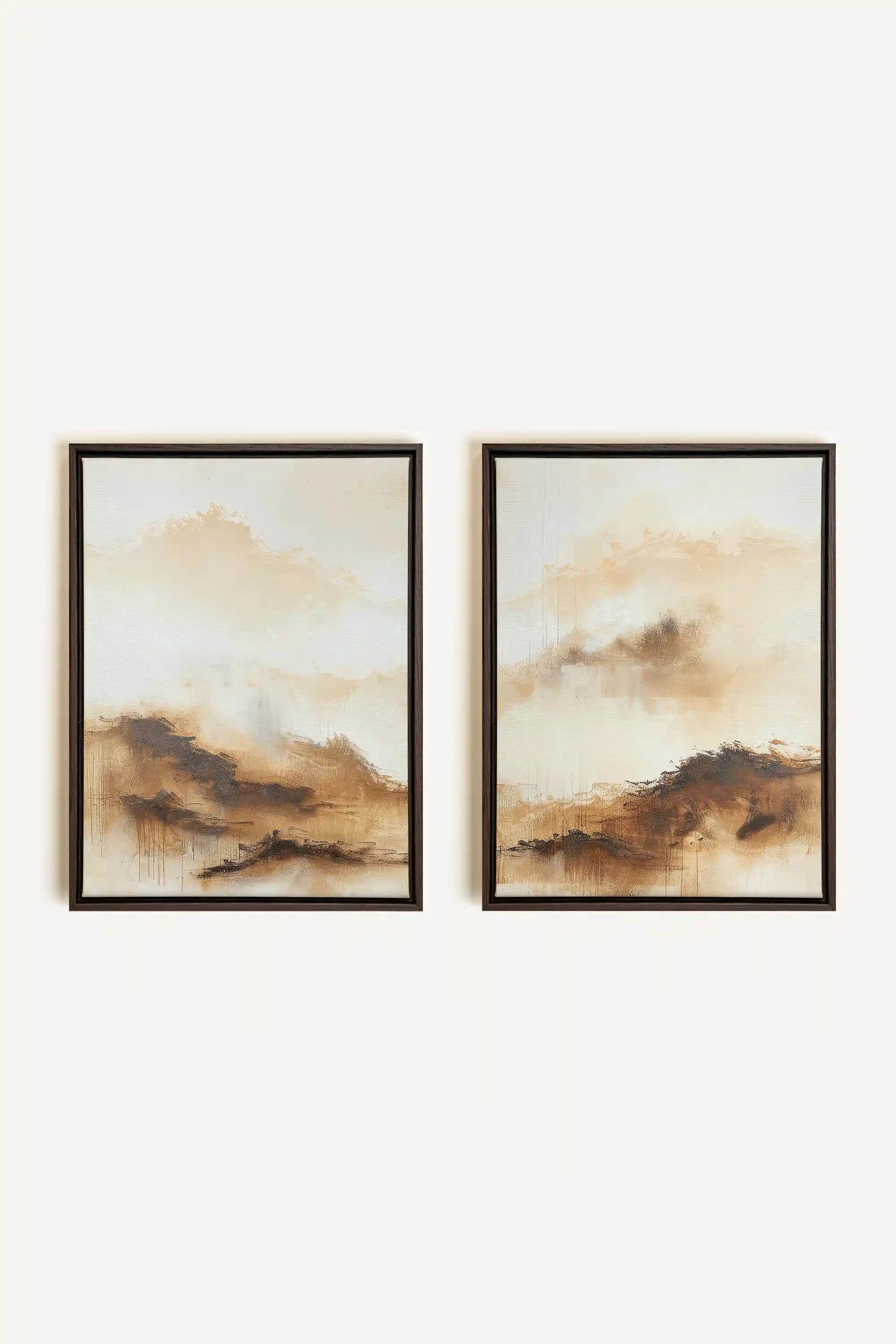 AMBER WAVES DUO, 2 Works on stretched canvas, framed in Walnut Brown