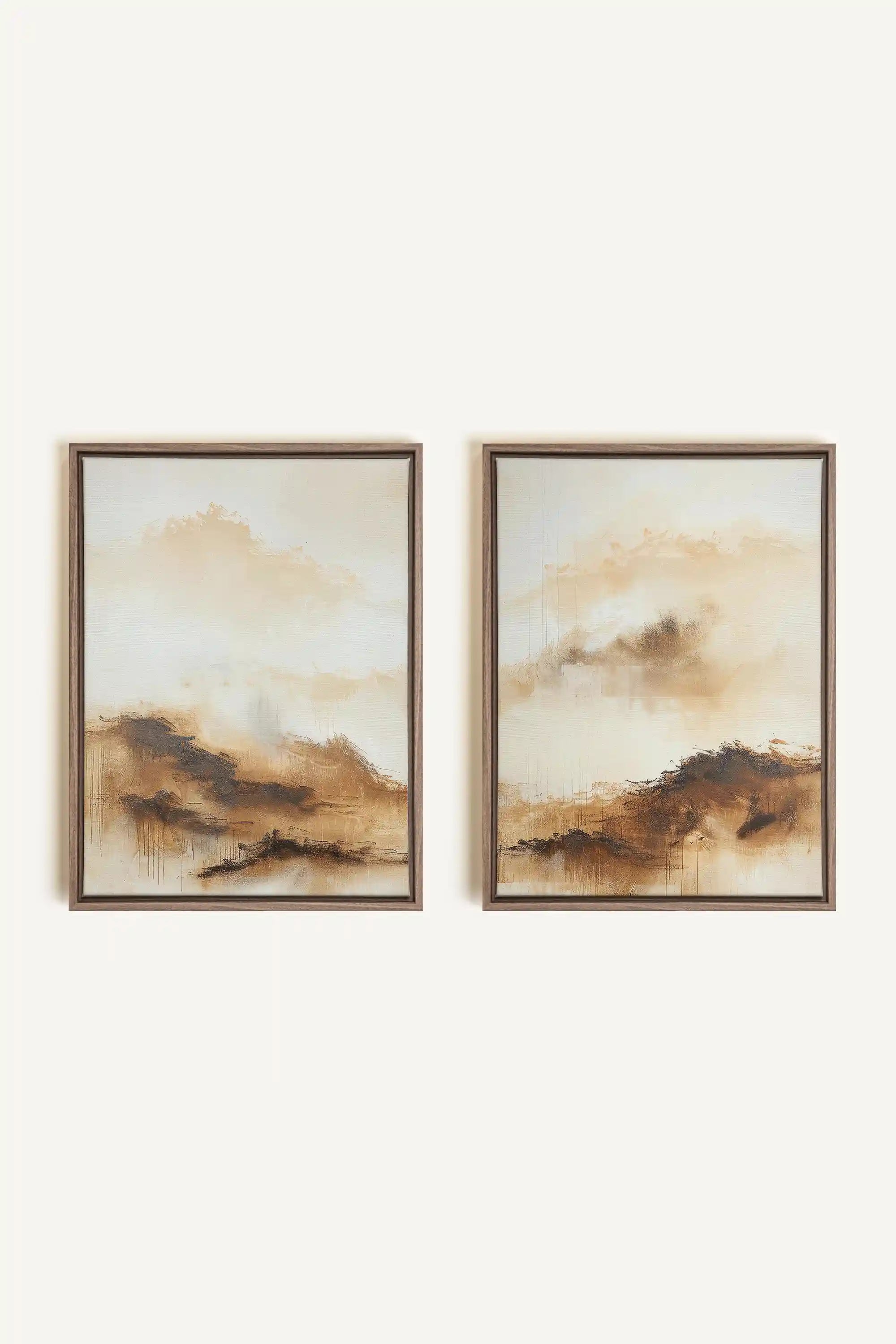 AMBER WAVES DUO, 2 Works on stretched canvas, framed Oak Brown