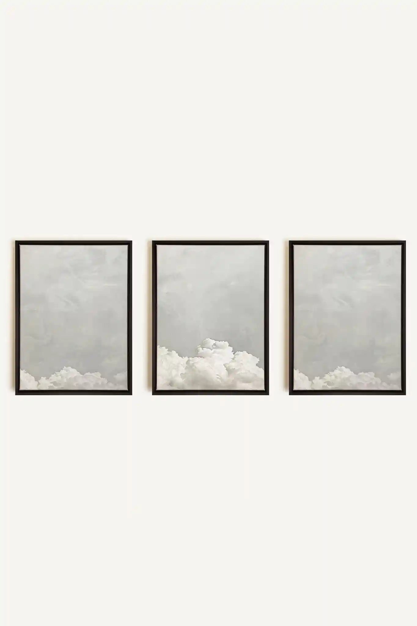 ANTIQUE CLOUDSCAPE TRIO, 3 Works on stretched canvas, black framed