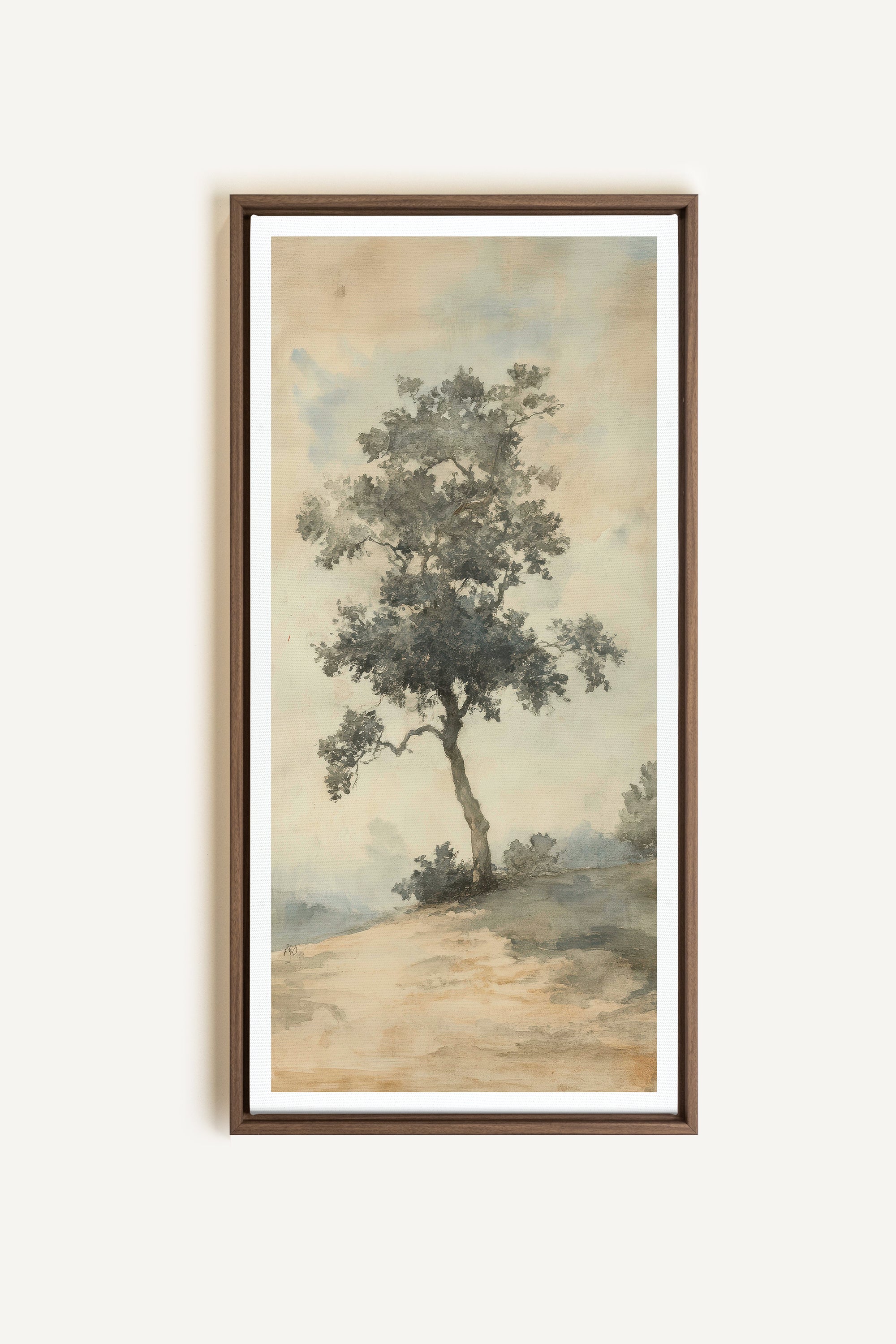 ARBRE DES SOUVENIRS, Artwork on stretched canvas, framed in Brown Oak