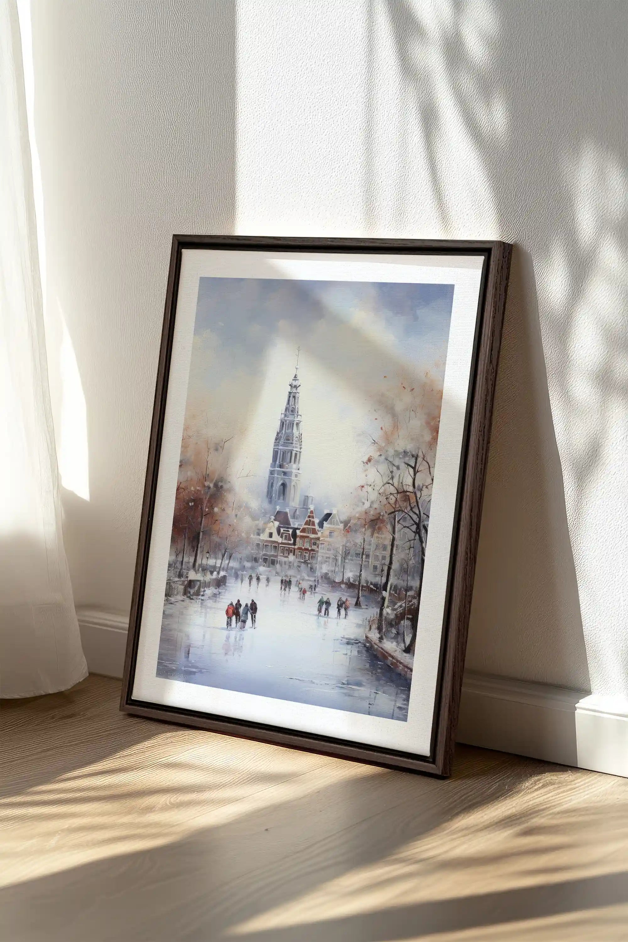 Azure Rink, Oeuvre sur toile étirée, encadré Brun Noyer