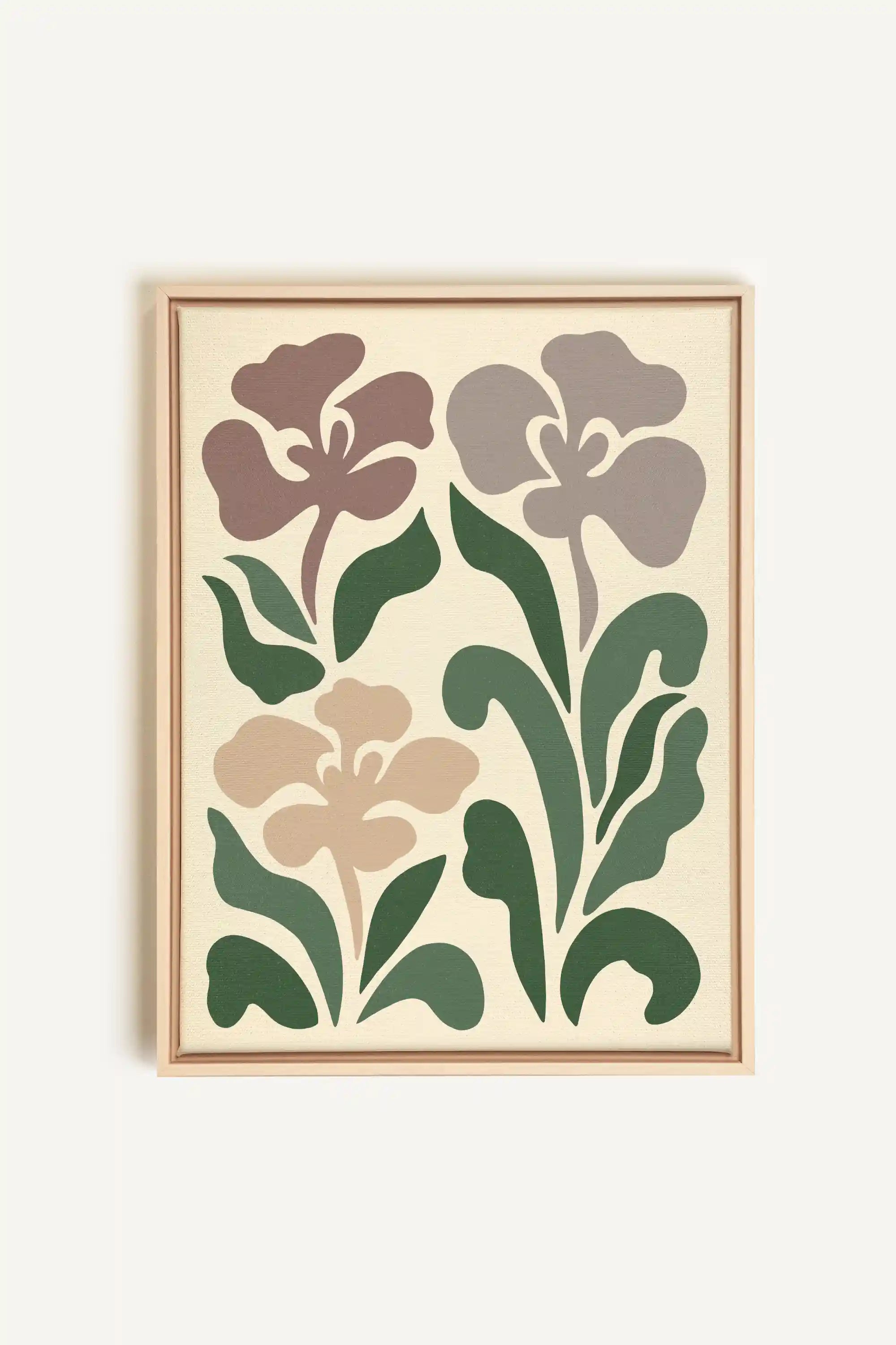 BEIGE PETALS, Oeuvre sur toile étirée, encadré Naturel Clair