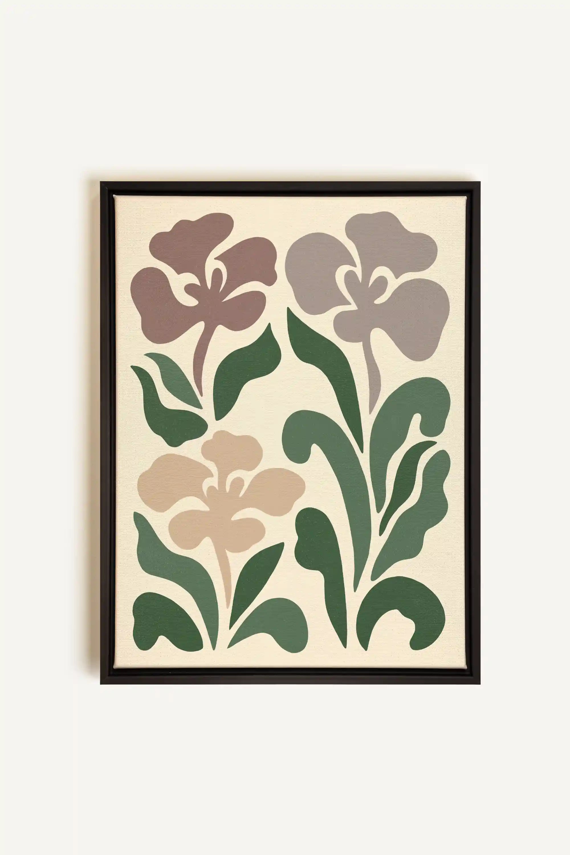 BEIGE PETALS, Artwork on stretched canvas, framed in black