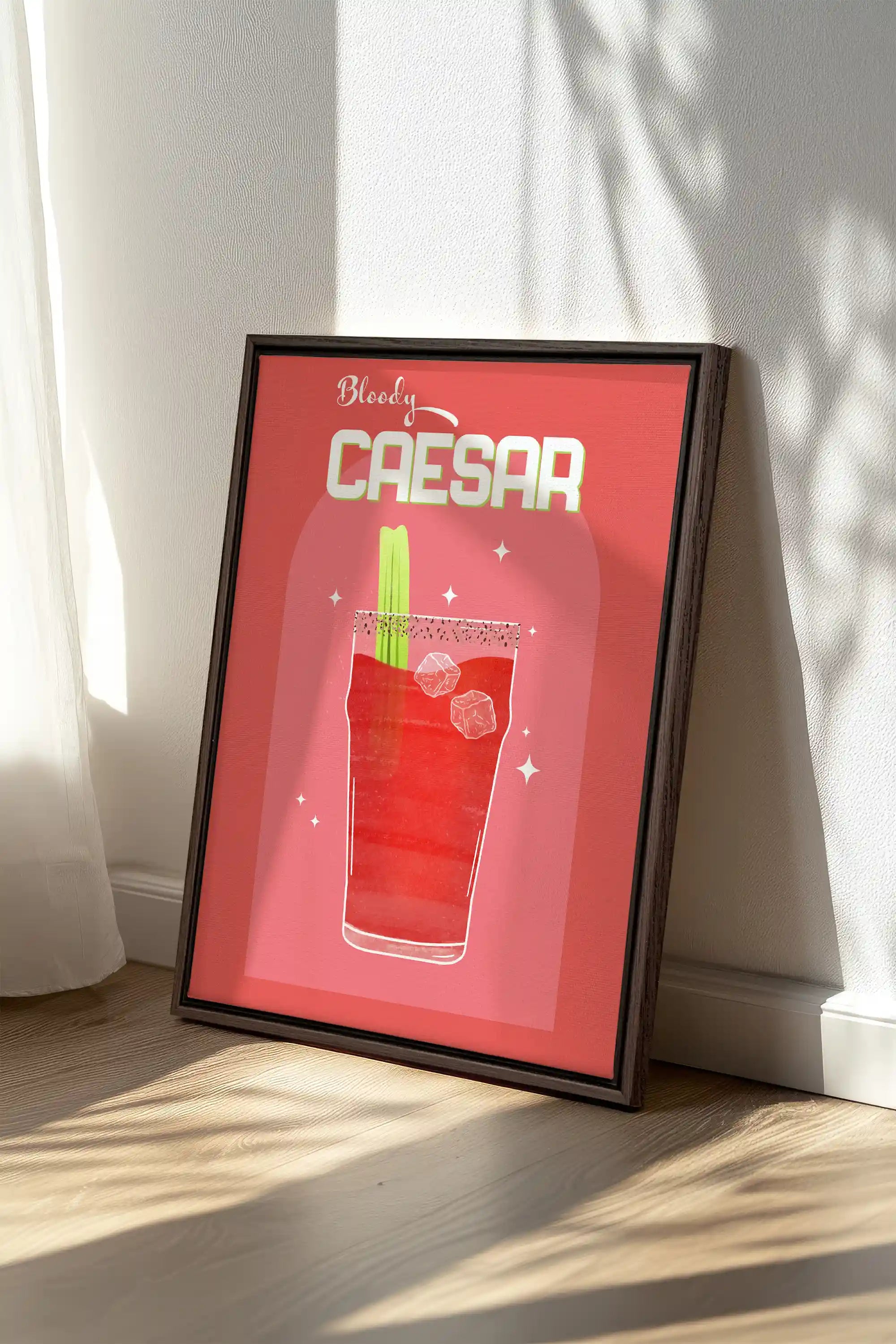 BLOODY CAESAR, Artwork on stretched canvas, framed in Walnut Brown