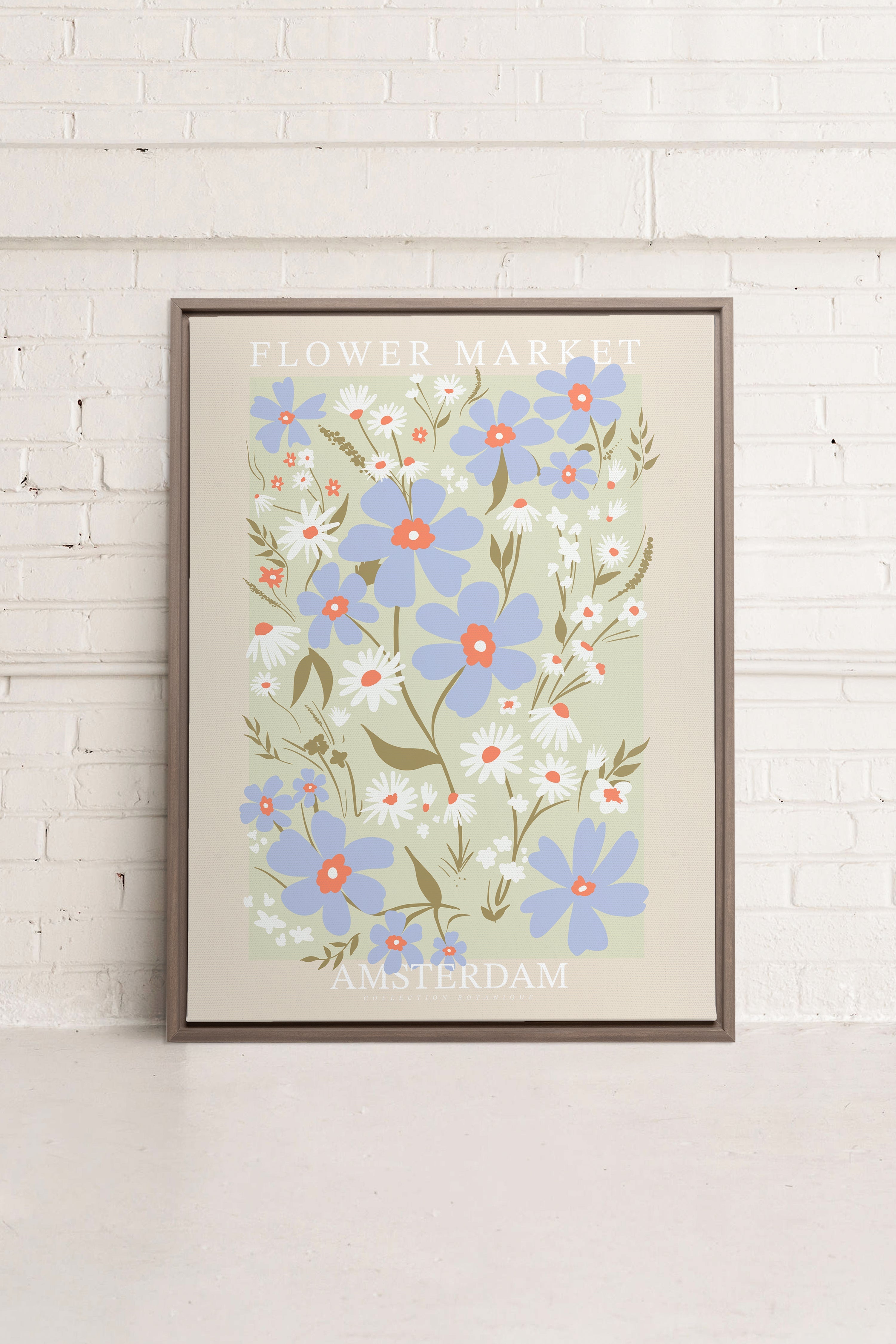 OLEKA CANVAS - AMSTERDAM BLOOM, Oeuvre sur toile étirée, encadré Brun Chêne