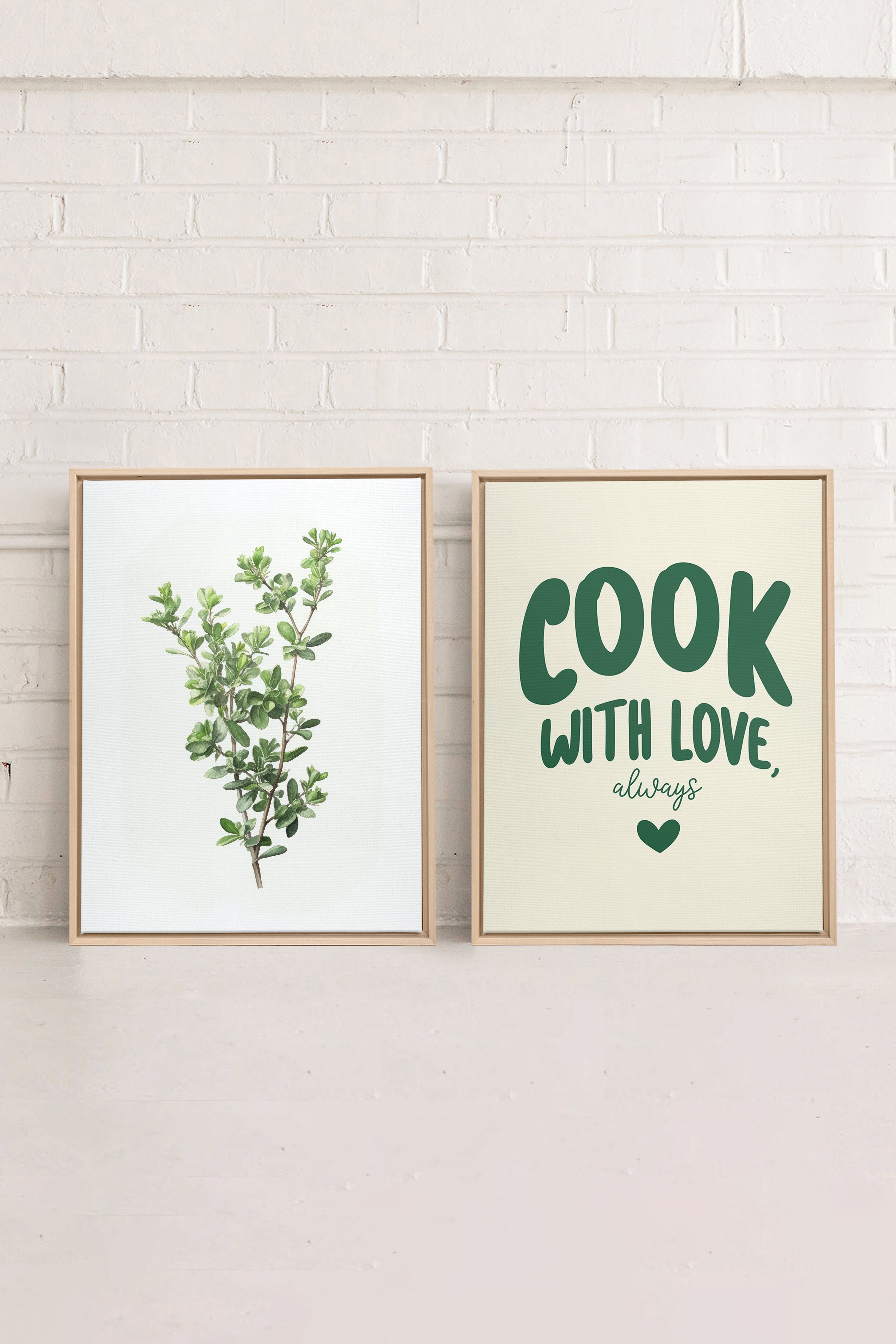 OLEKA CANVAS - COMBINAISON CUISINE, 2 Oeuvres sur toile étirée, encadré Naturel Clair