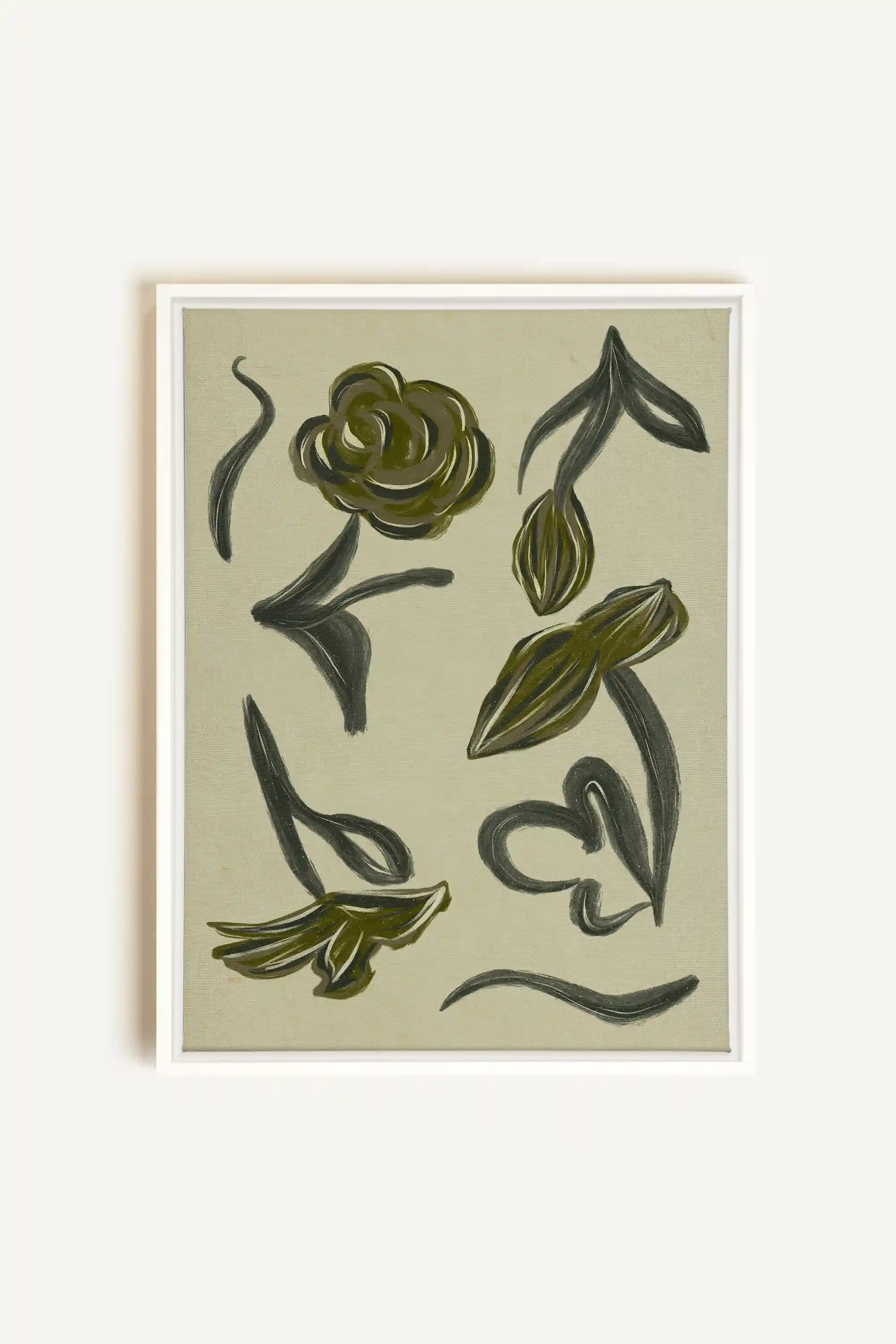 BOTANIC RELIC, Artwork on stretched canvas, framed in white