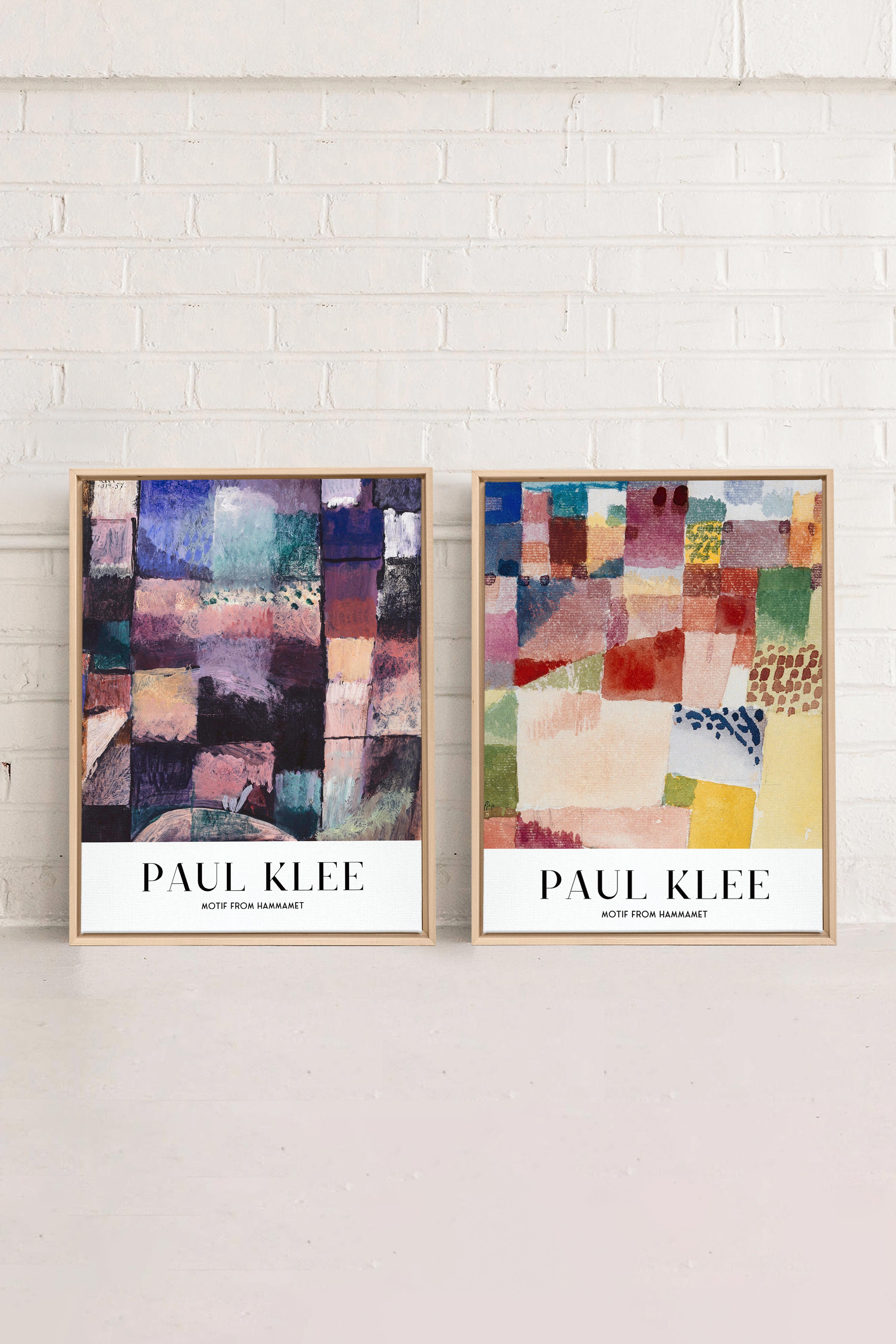 OLEKA CANVAS - DUO PAUL KLEE, 2 Oeuvres sur toile étirée, encadré Naturel Clair