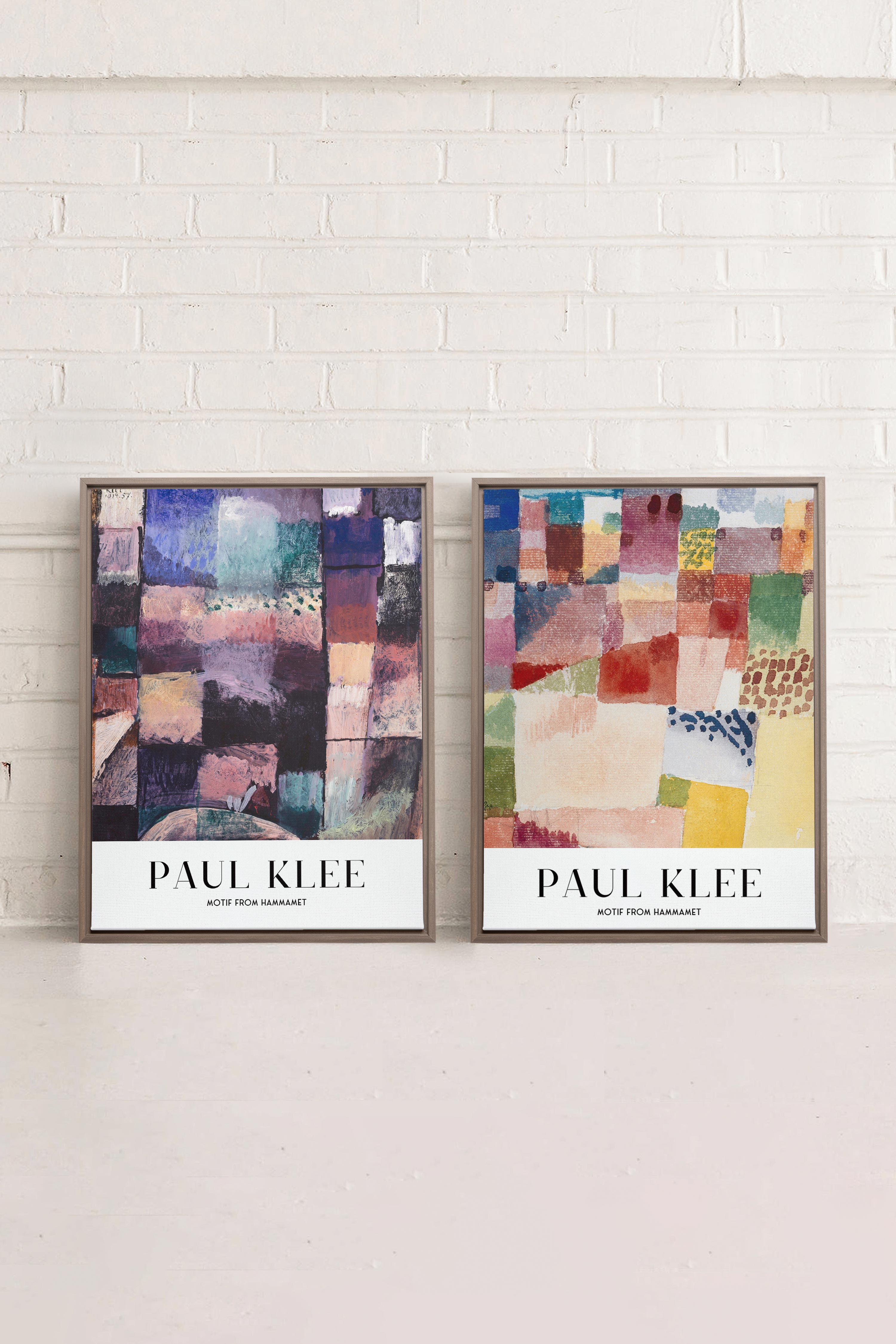 OLEKA CANVAS - DUO PAUL KLEE, 2 Oeuvres sur toile étirée, encadré Brun Chêne