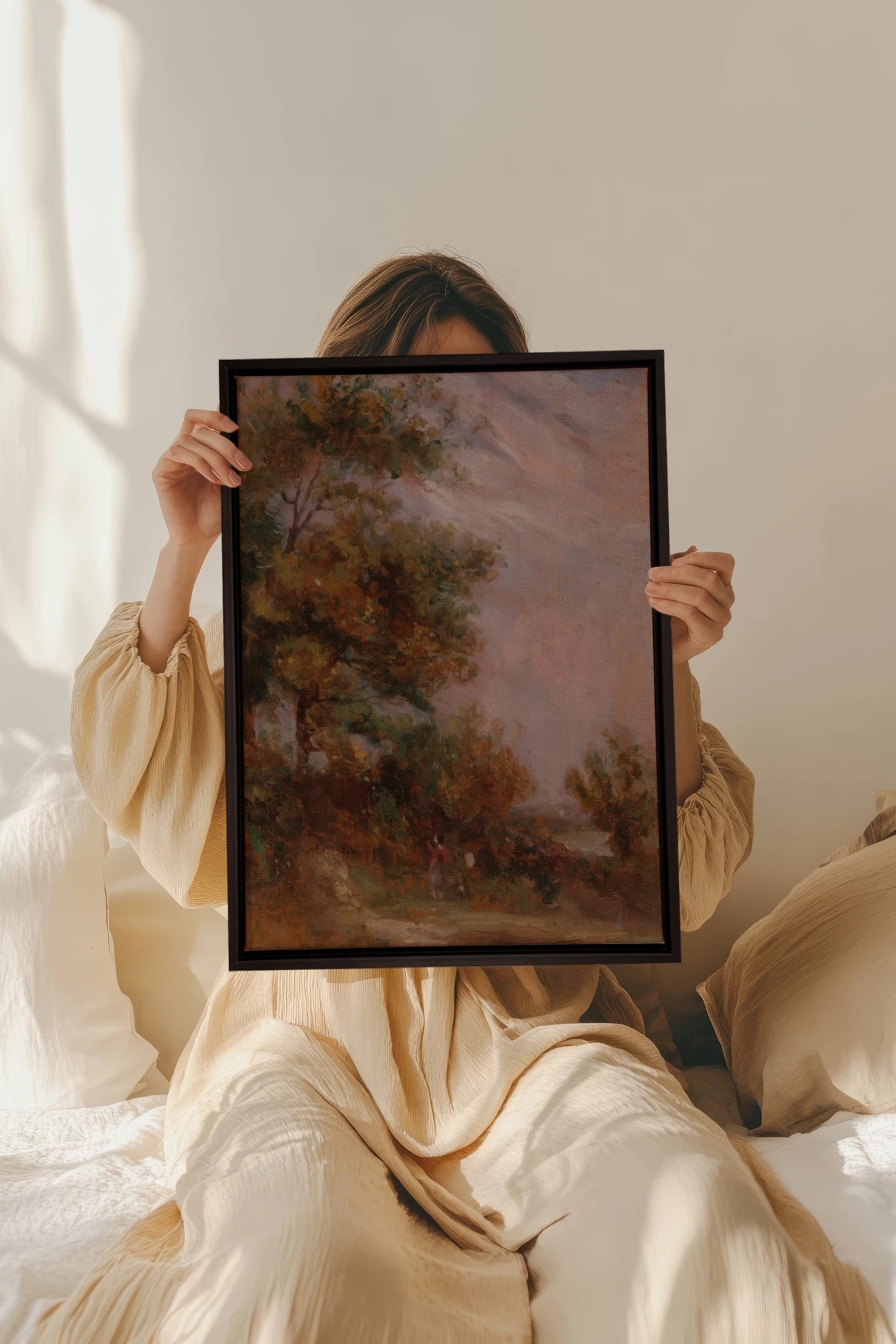 BLUSH SKY GROVE, Work on stretched canvas, framed Black