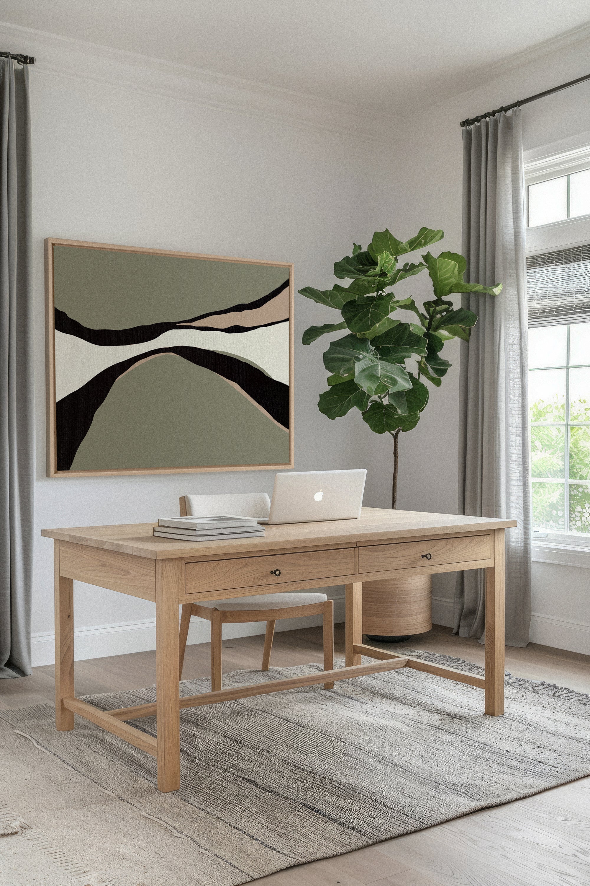 OLEKA CANVAS - CAMO MODERNE, Oeuvre sur toile étirée, encadré Naturel Clair